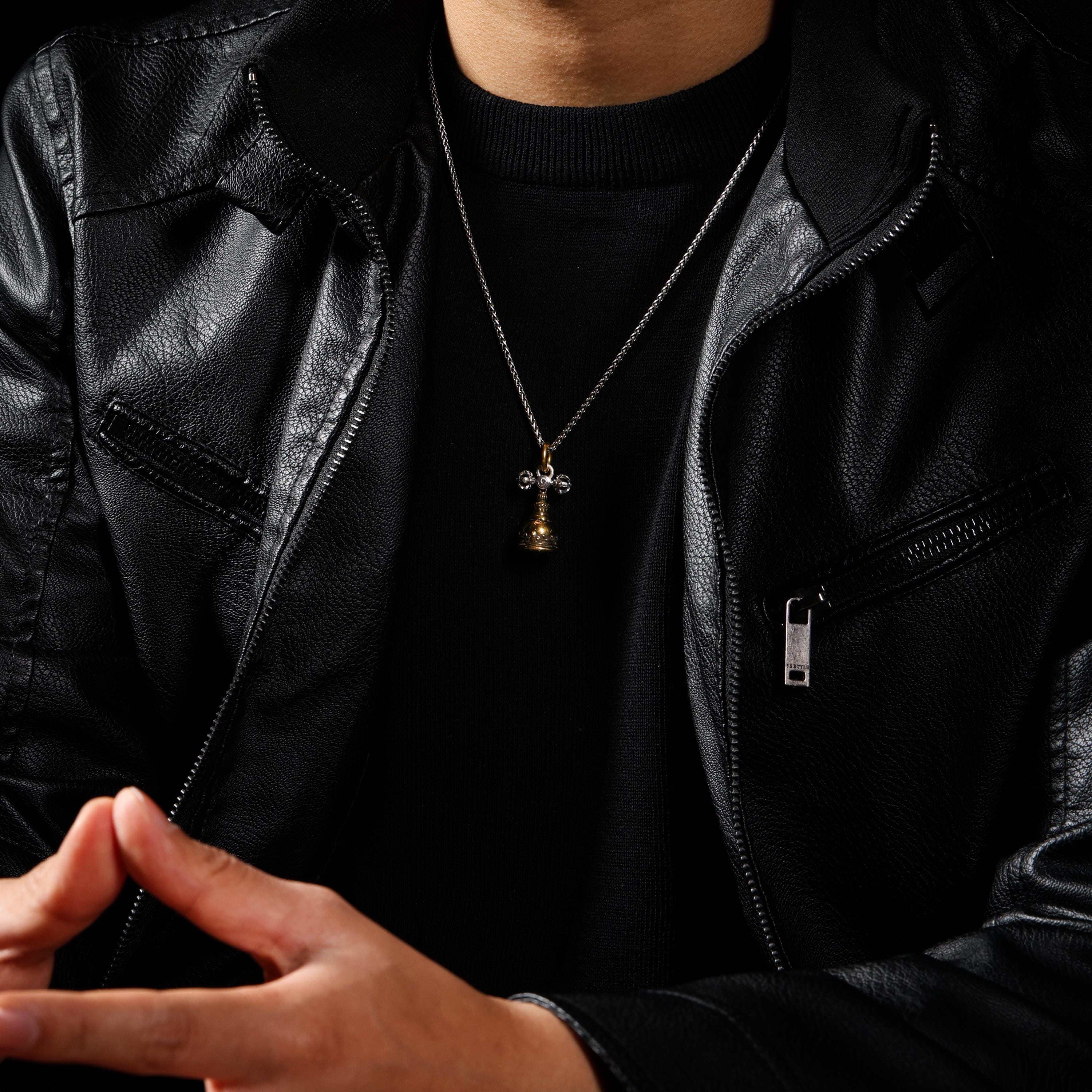 AURA DEER Vajra Bell Pendant Sterling Silver Protector Amulet Dorje Ghanta Talisman Necklace