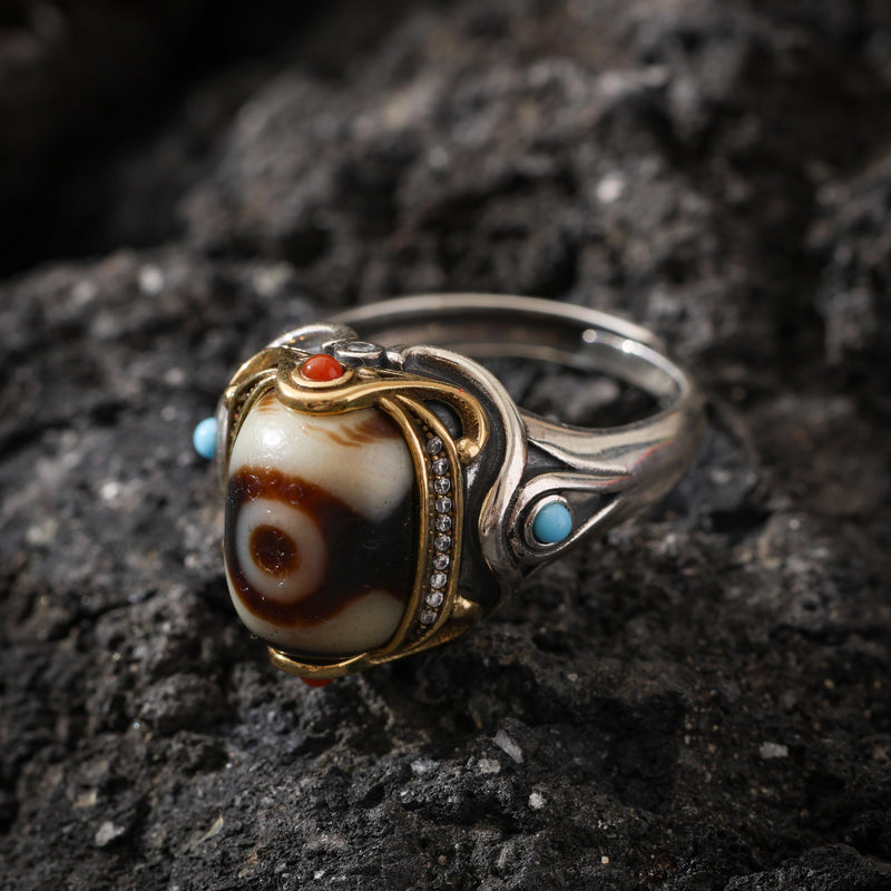 Anello Dzi regolabile in argento sterling