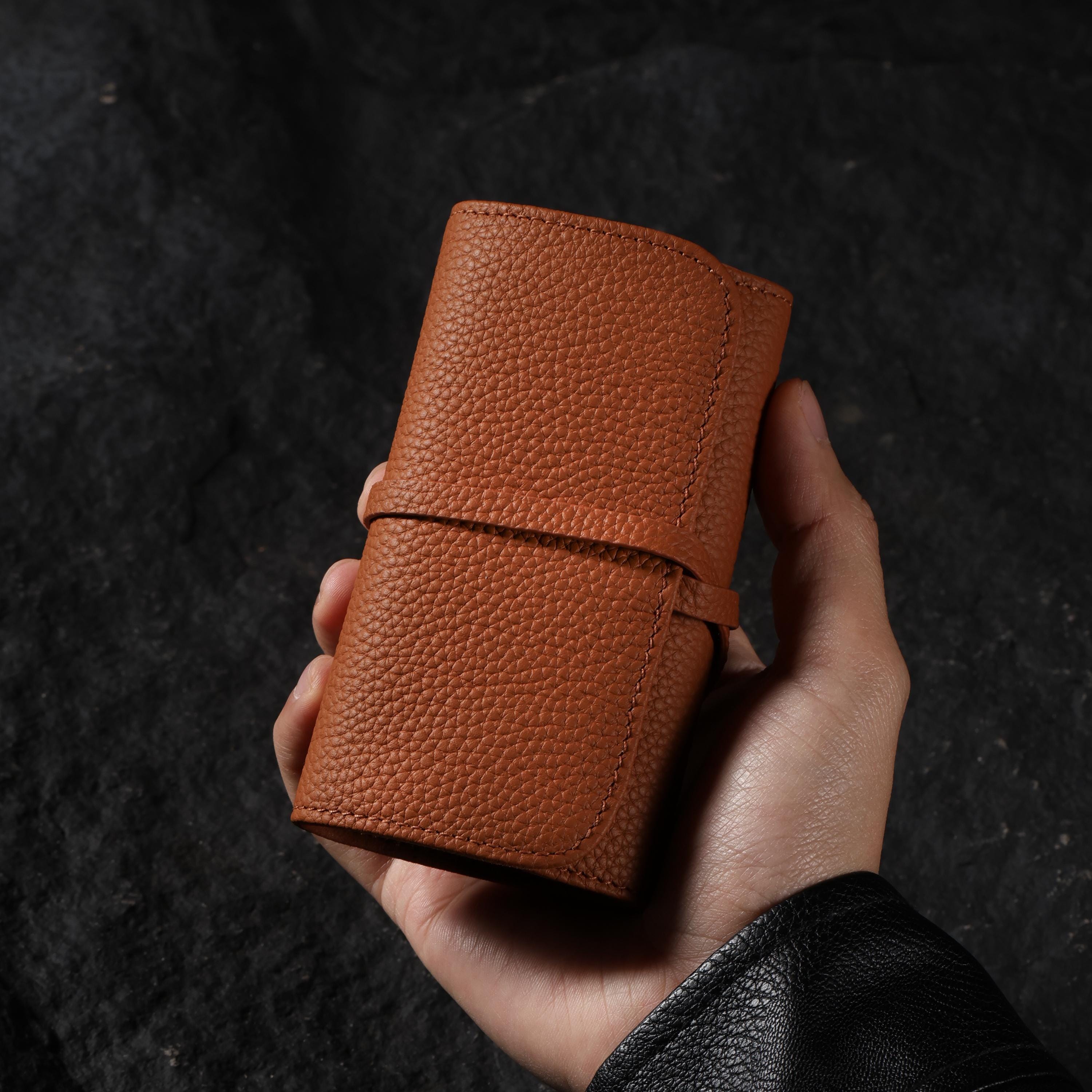 AURA DEER Full-Grain Leather Jewelry Roll, Travel Jewelry Organizer, 3 Colors