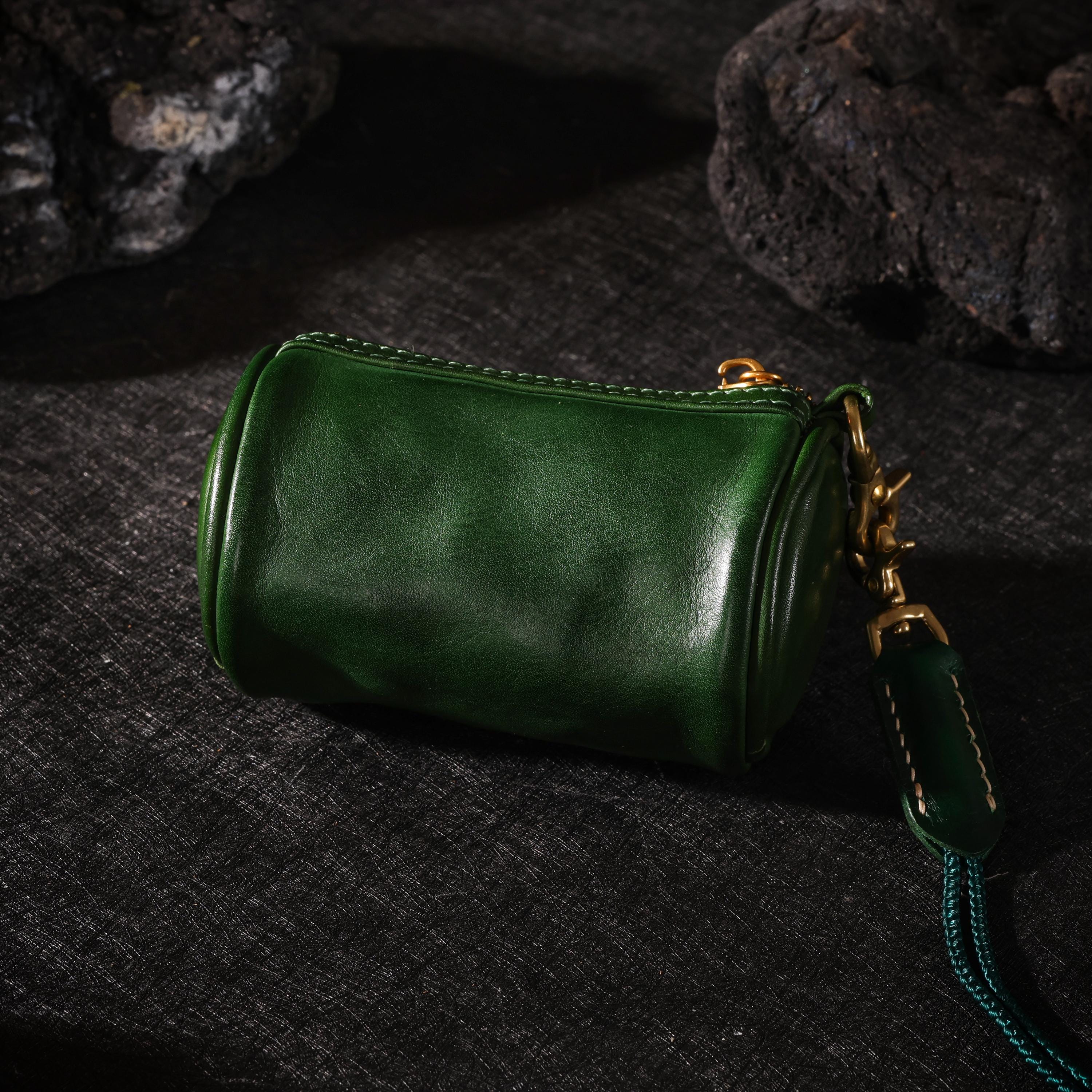 AURA DEER Tibetan Nine-Palace Vegetable Tanned Leather Cylinder Pouch