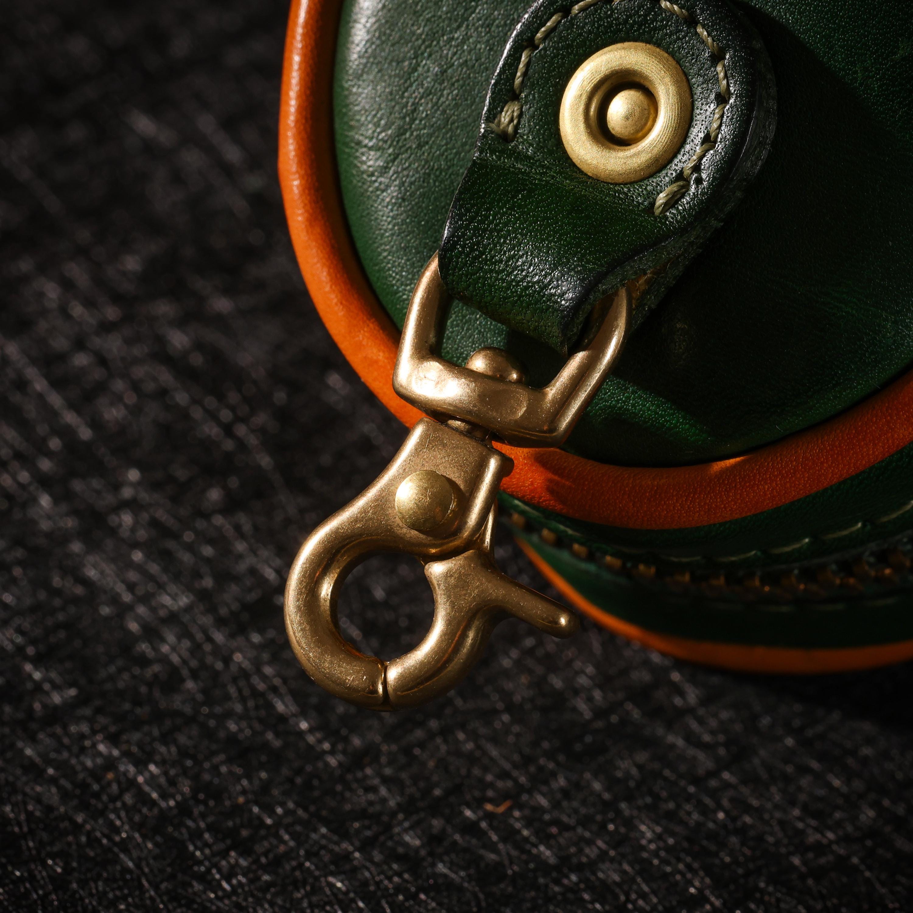 AURA DEER Tibetan Yellow Jambhala Leather Pouch, Vegetable Tanned Cowhide Travel Jewelry Bag