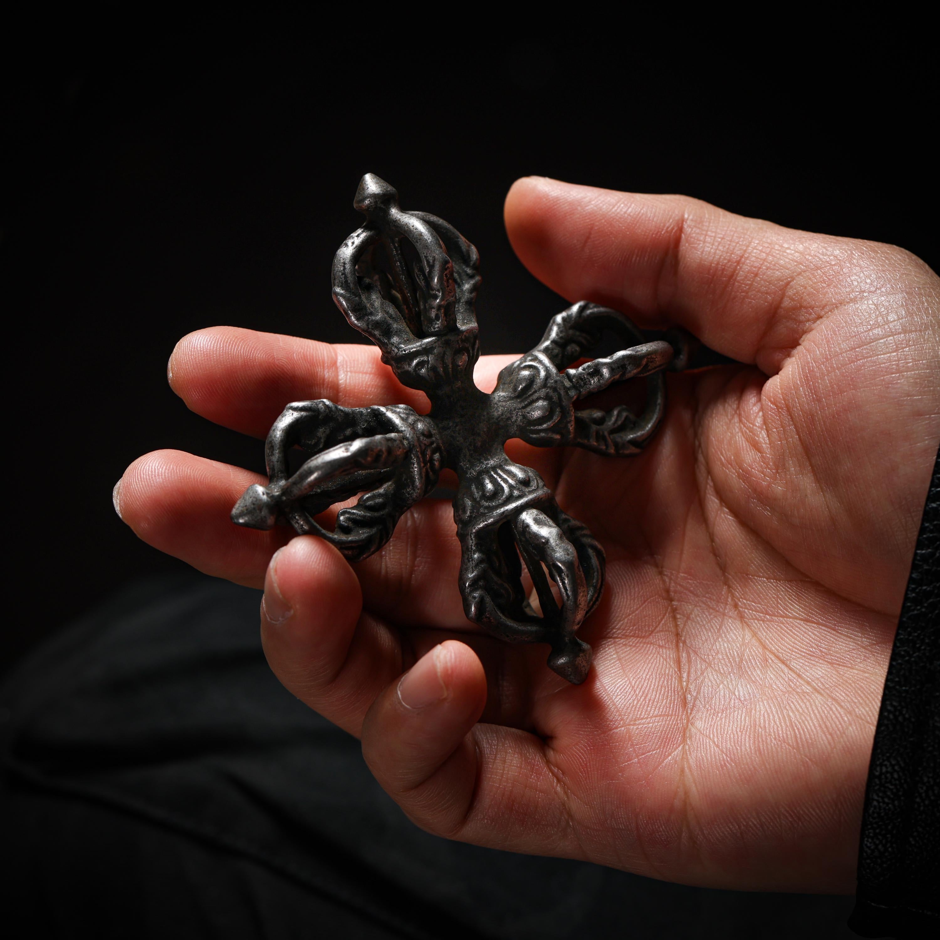 AURA DEER Tibetan Cross Vajra Decor, Double Dorje Altar Piece, Five-Prong Vishvavajra