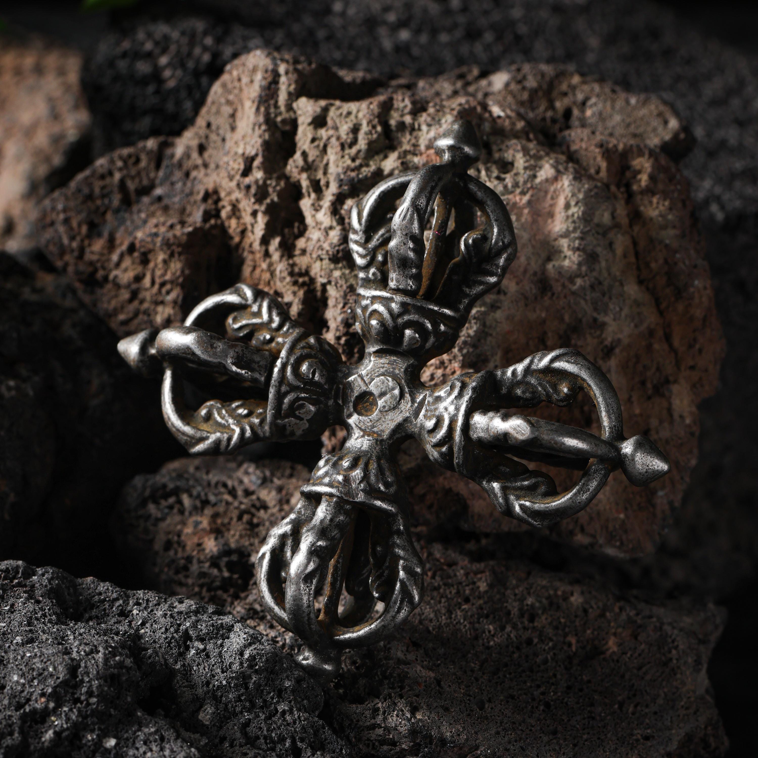 AURA DEER Tibetan Cross Vajra Decor, Double Dorje Altar Piece, Five-Prong Vishvavajra