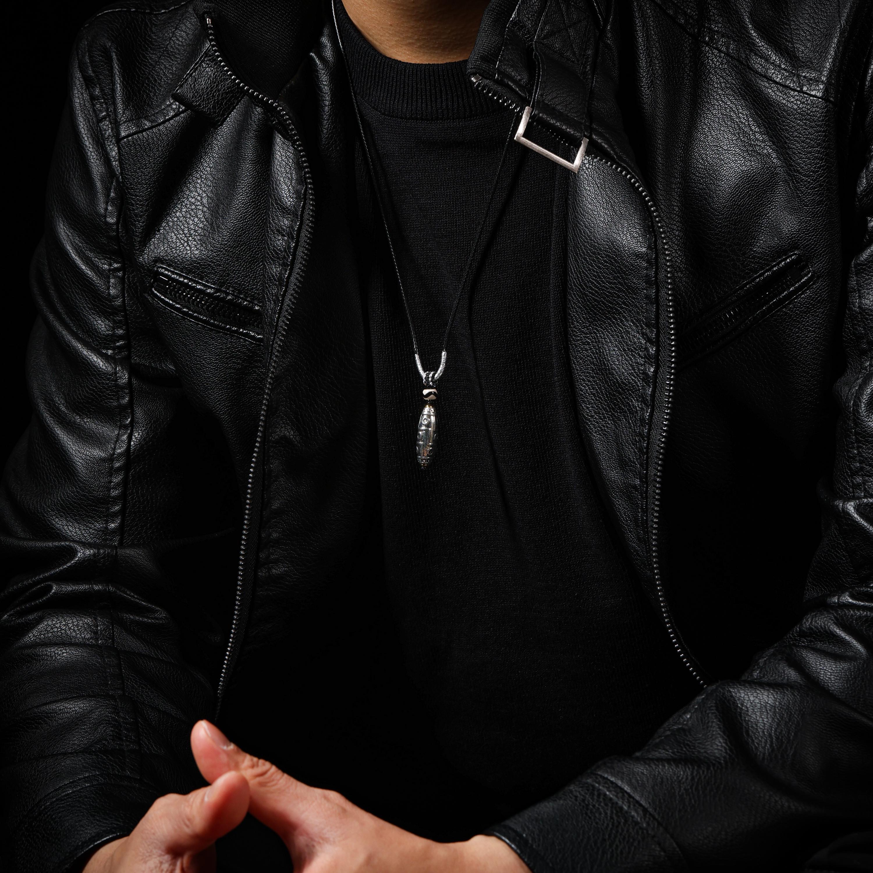 AURA DEER Tibetan Nine-Eye Bead Necklace, Protection Talisman Jewelry, Adjustable Cord Pendant