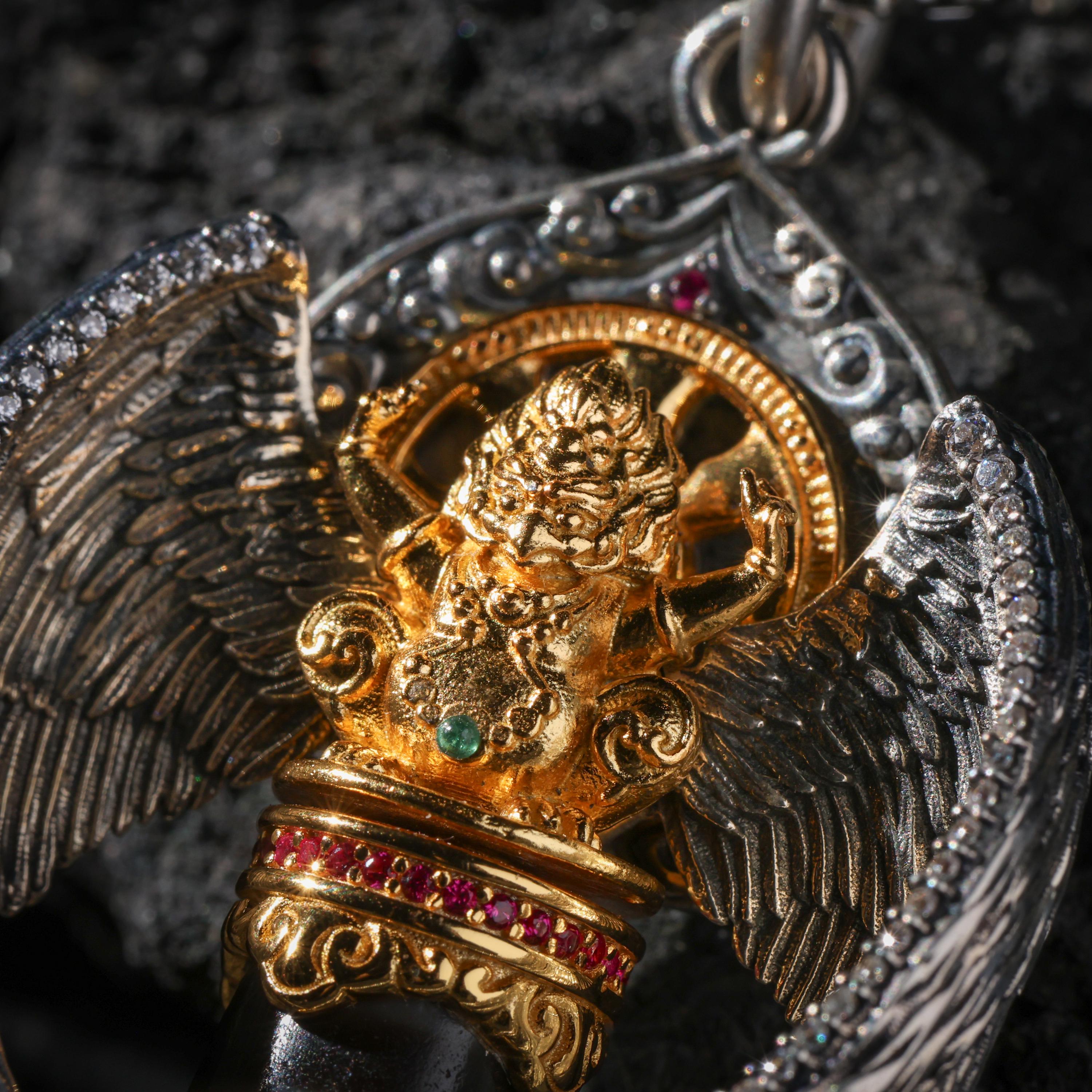 Garuda Dzi Necklace Rotating Wheel