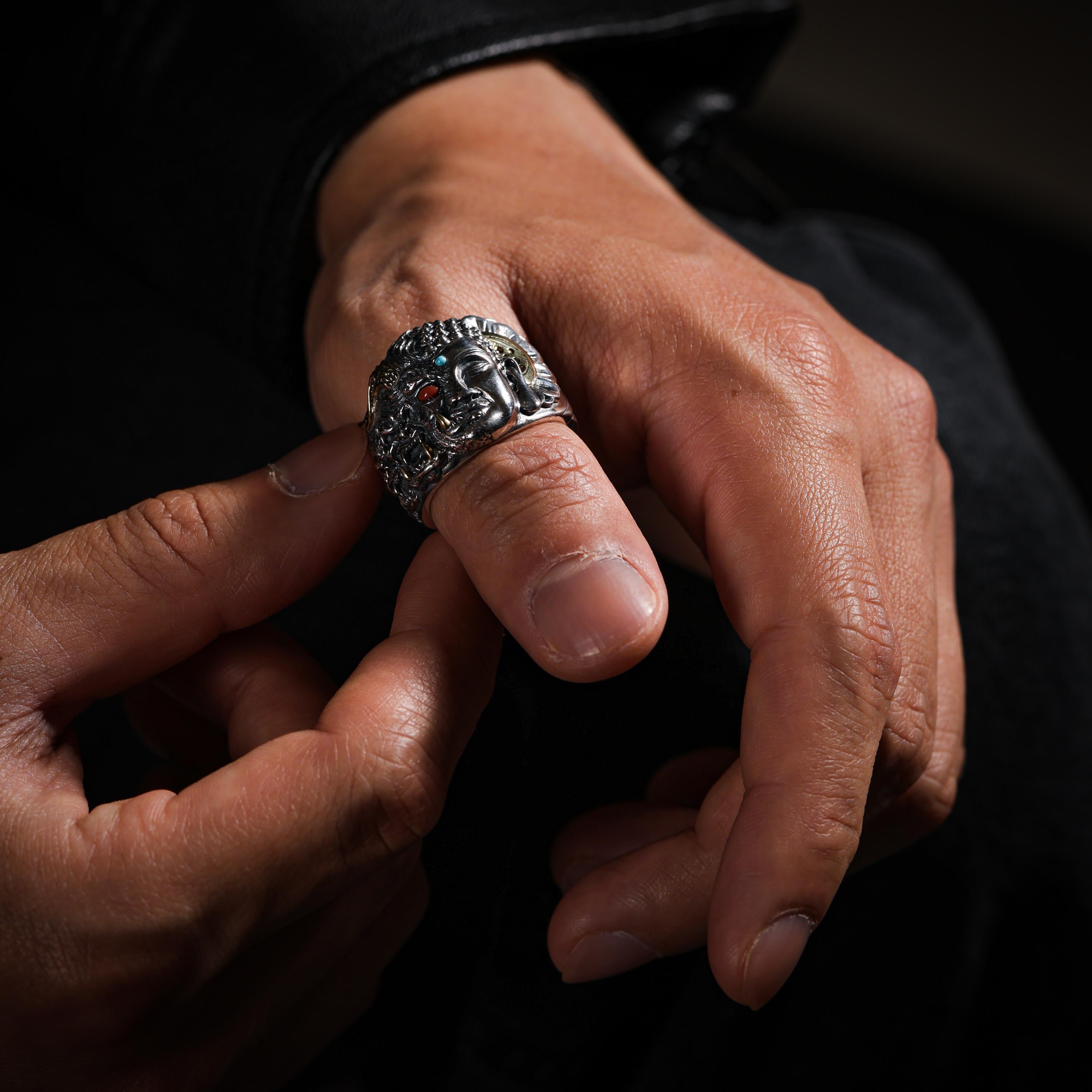 Guardian Mask Statement Ring Adjustable