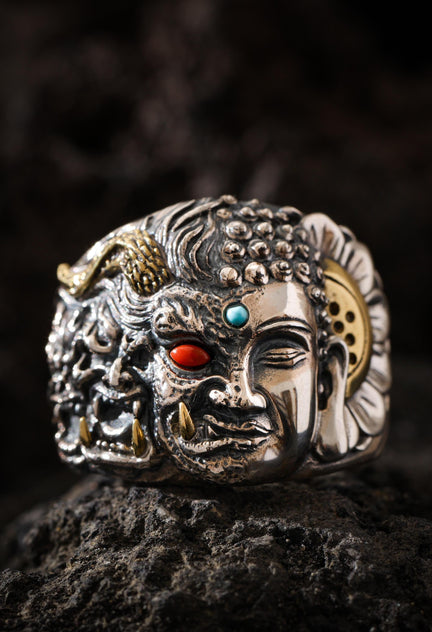 Guardian Mask Statement Ring Adjustable