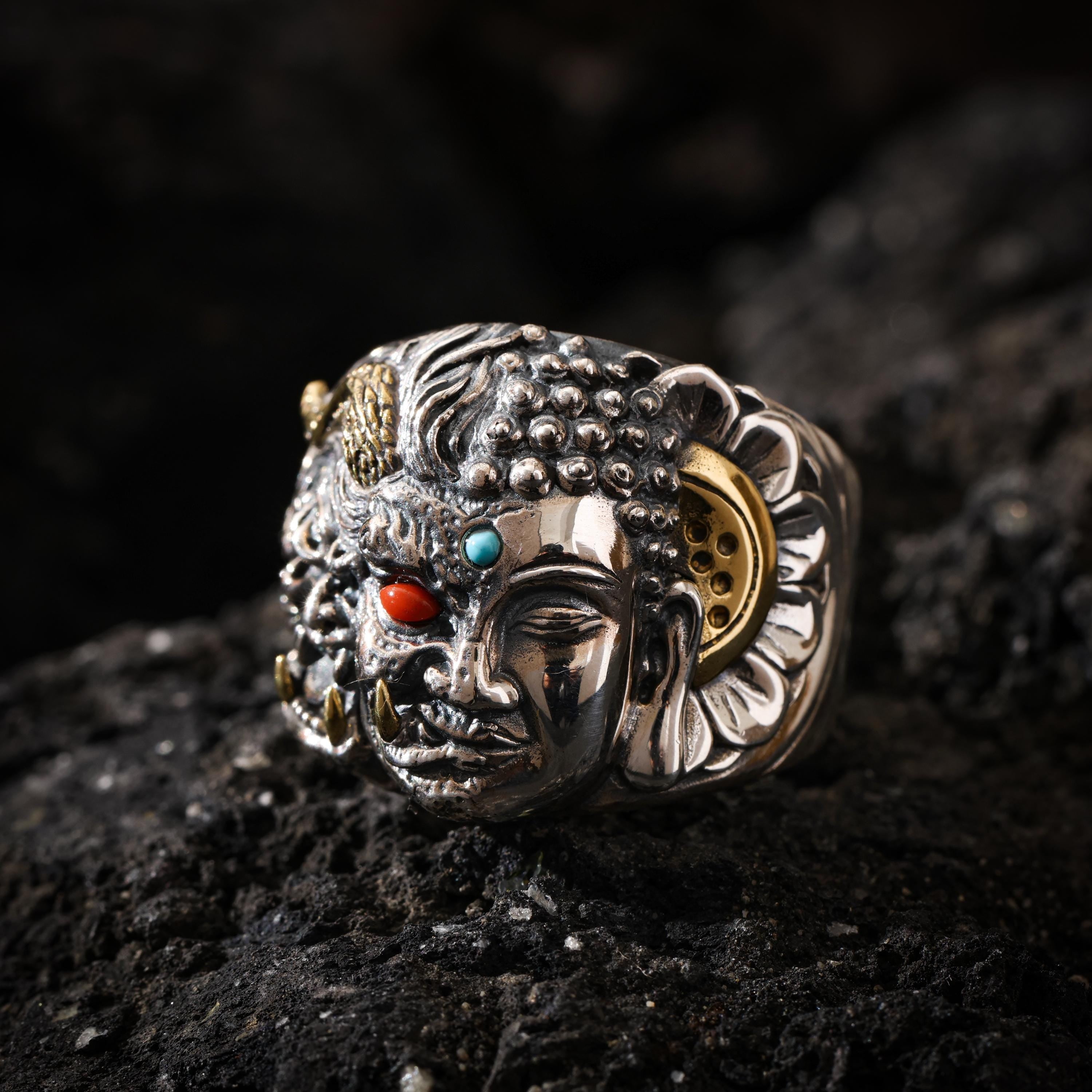 Guardian Mask Statement Ring Adjustable