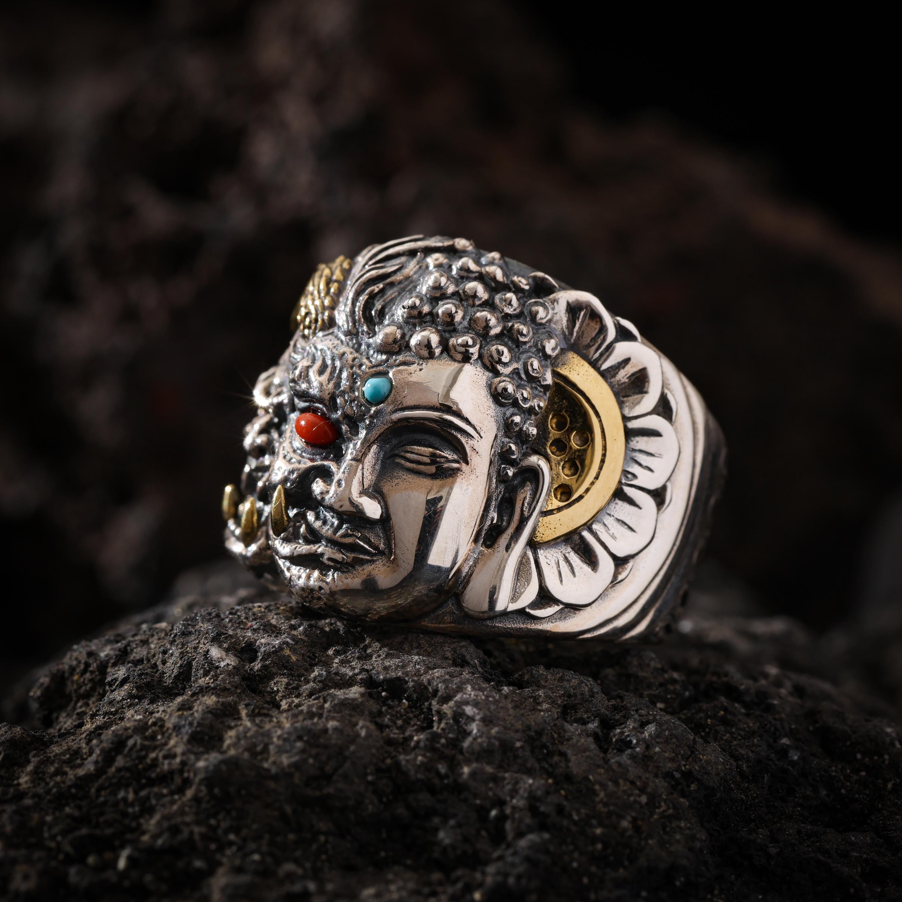Guardian Mask Statement Ring Adjustable