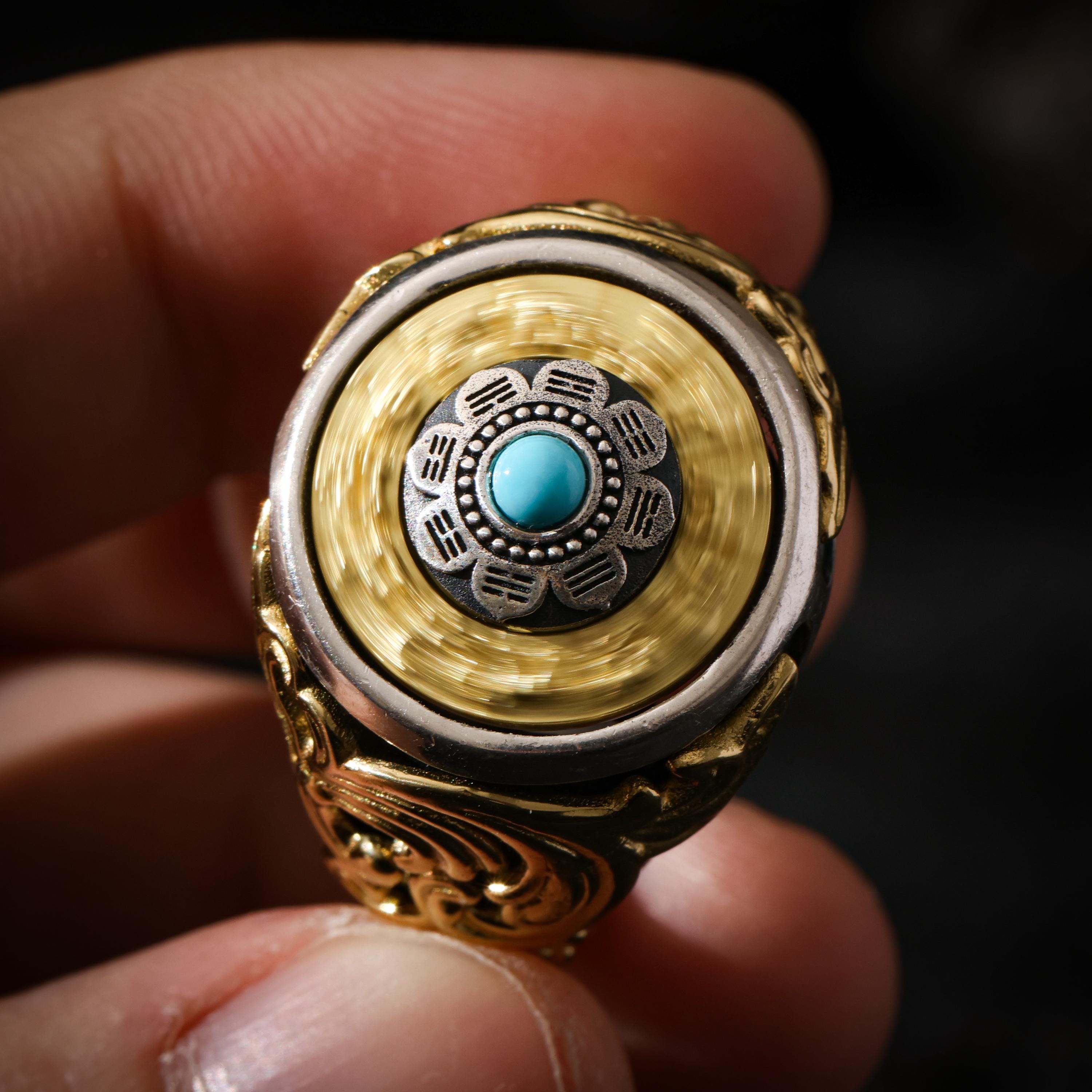 Eight Trigrams Turquoise Ring Adjustable