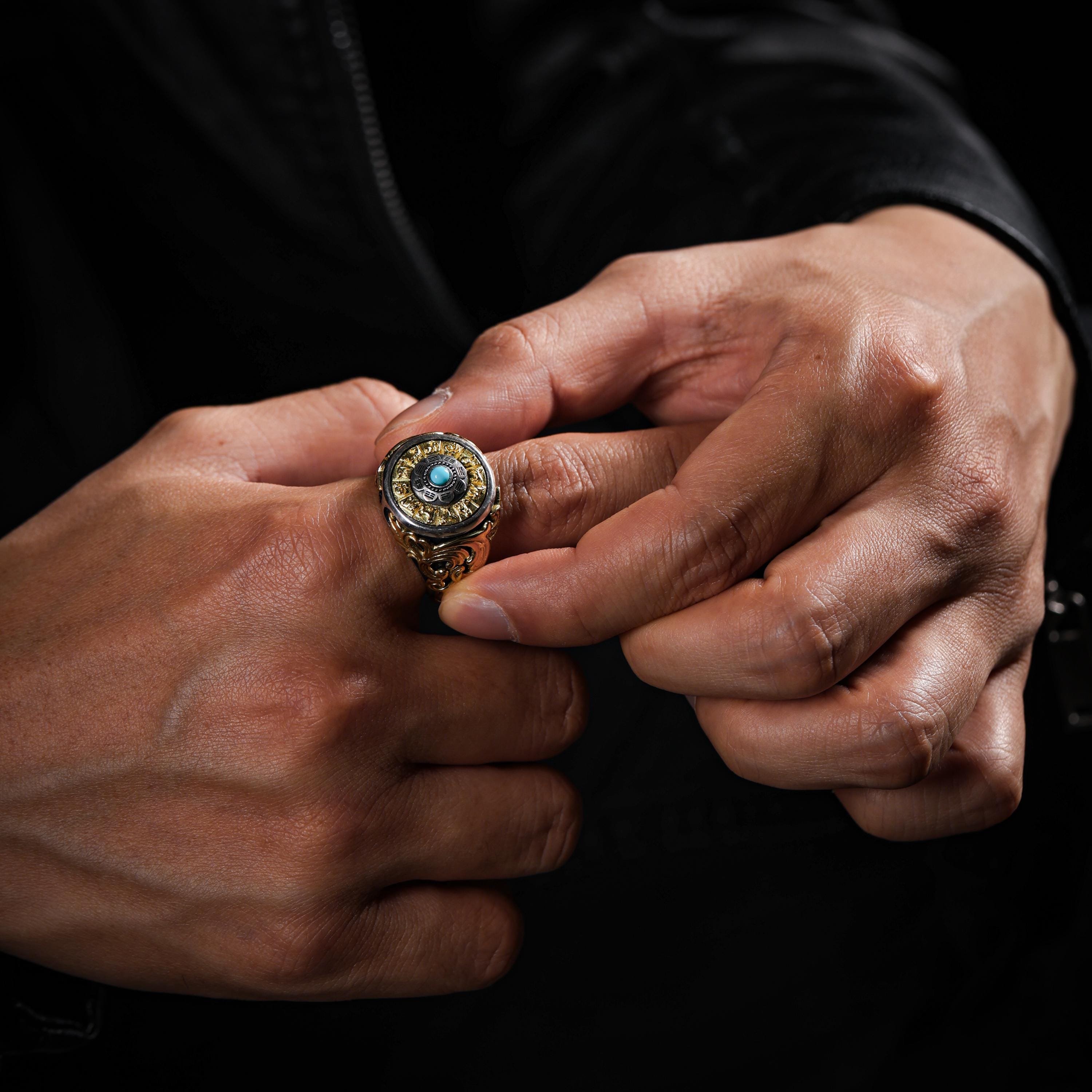 Eight Trigrams Turquoise Ring Adjustable