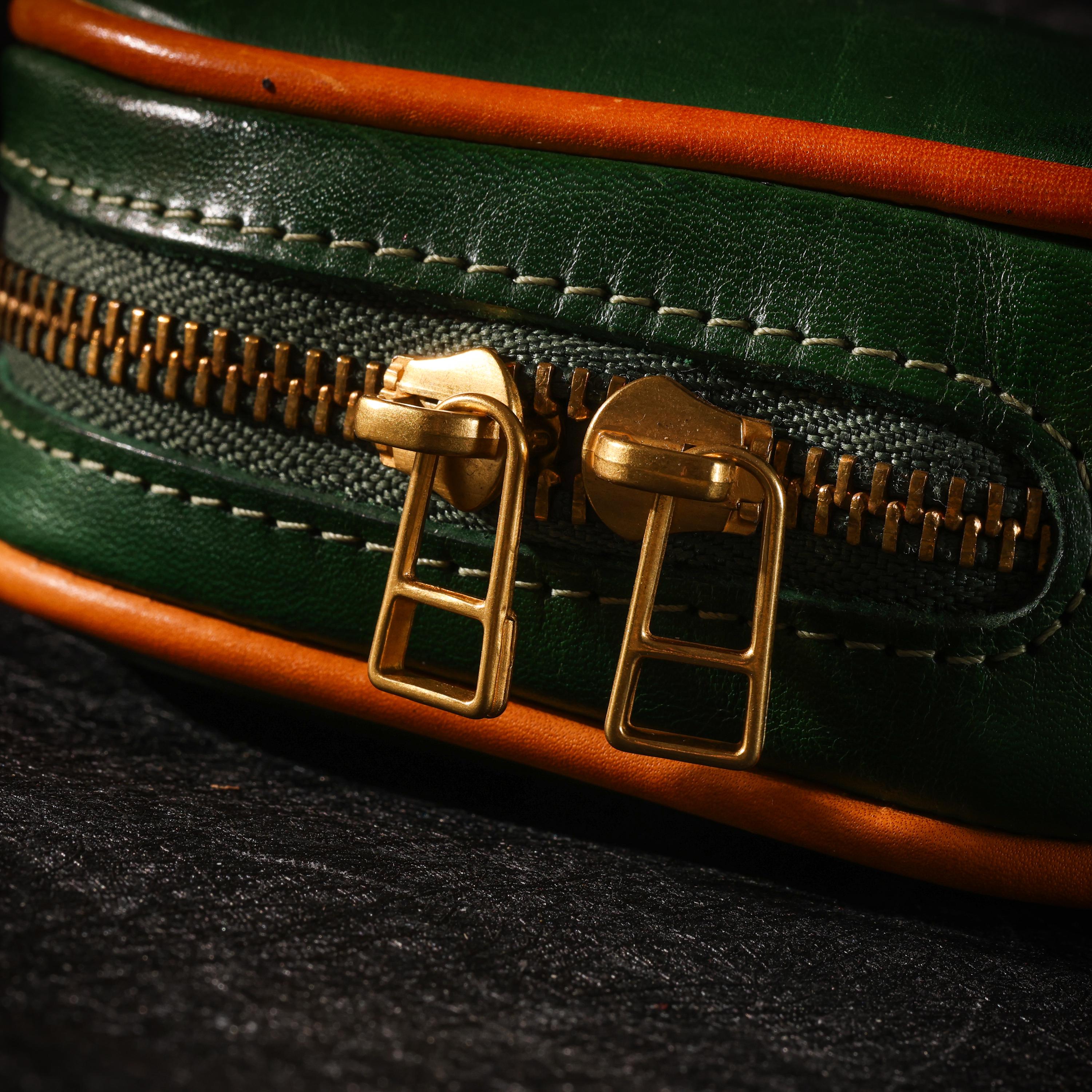 AURA DEER Tibetan Yellow Jambhala Leather Pouch, Vegetable Tanned Cowhide Travel Jewelry Bag