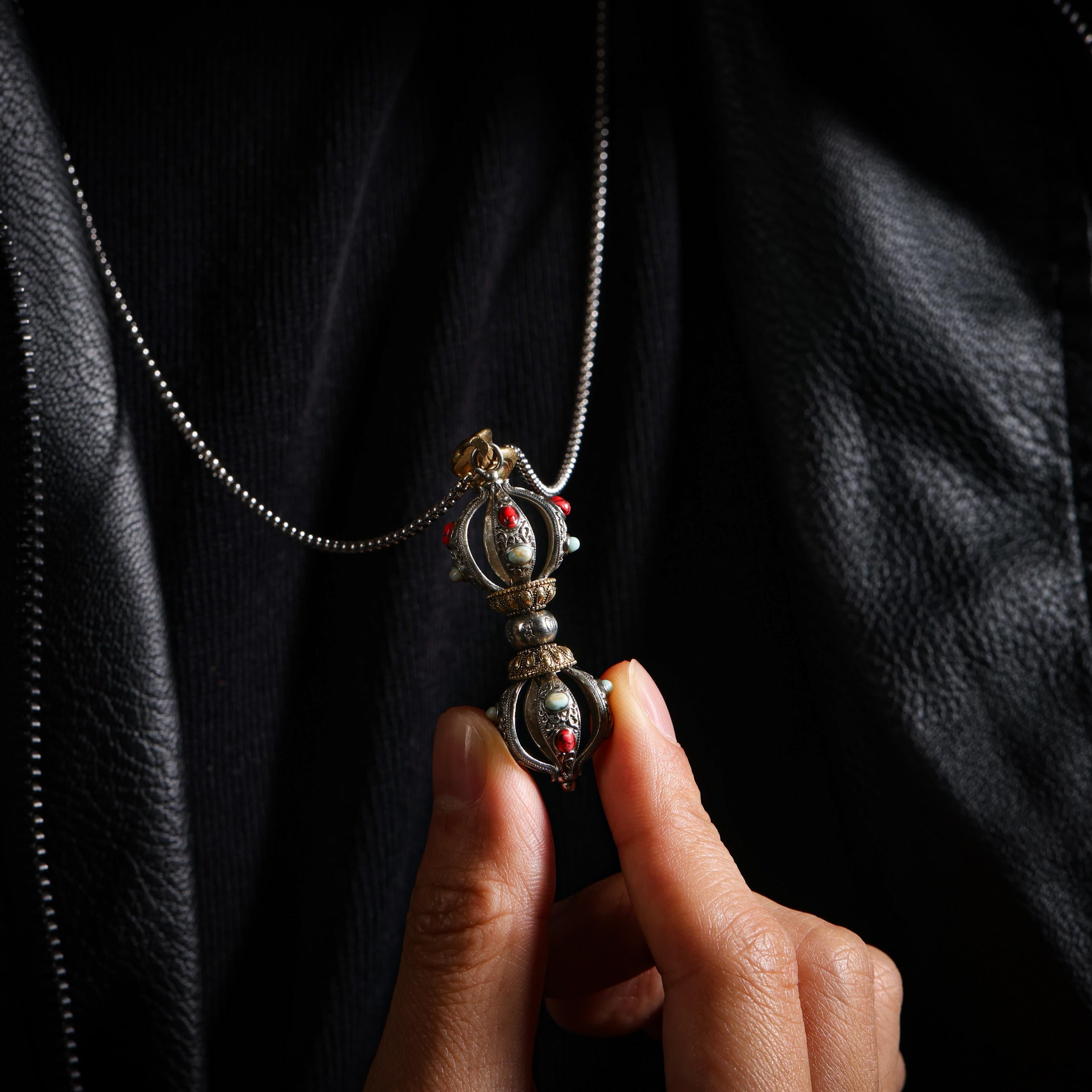 AURA DEER Five-Pronged Vajra Pendant Tibetan Amulet