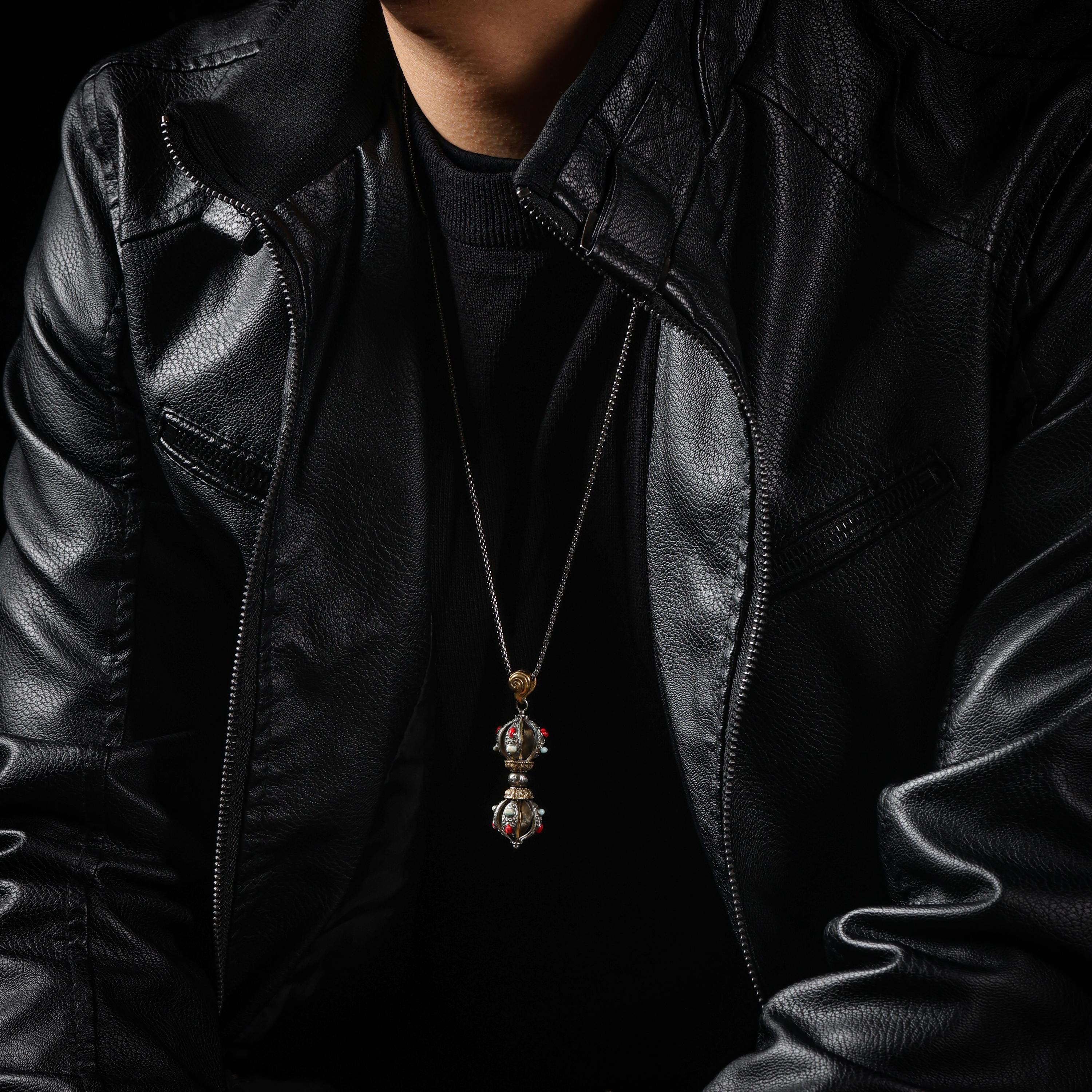 AURA DEER Five-Pronged Vajra Pendant Tibetan Amulet