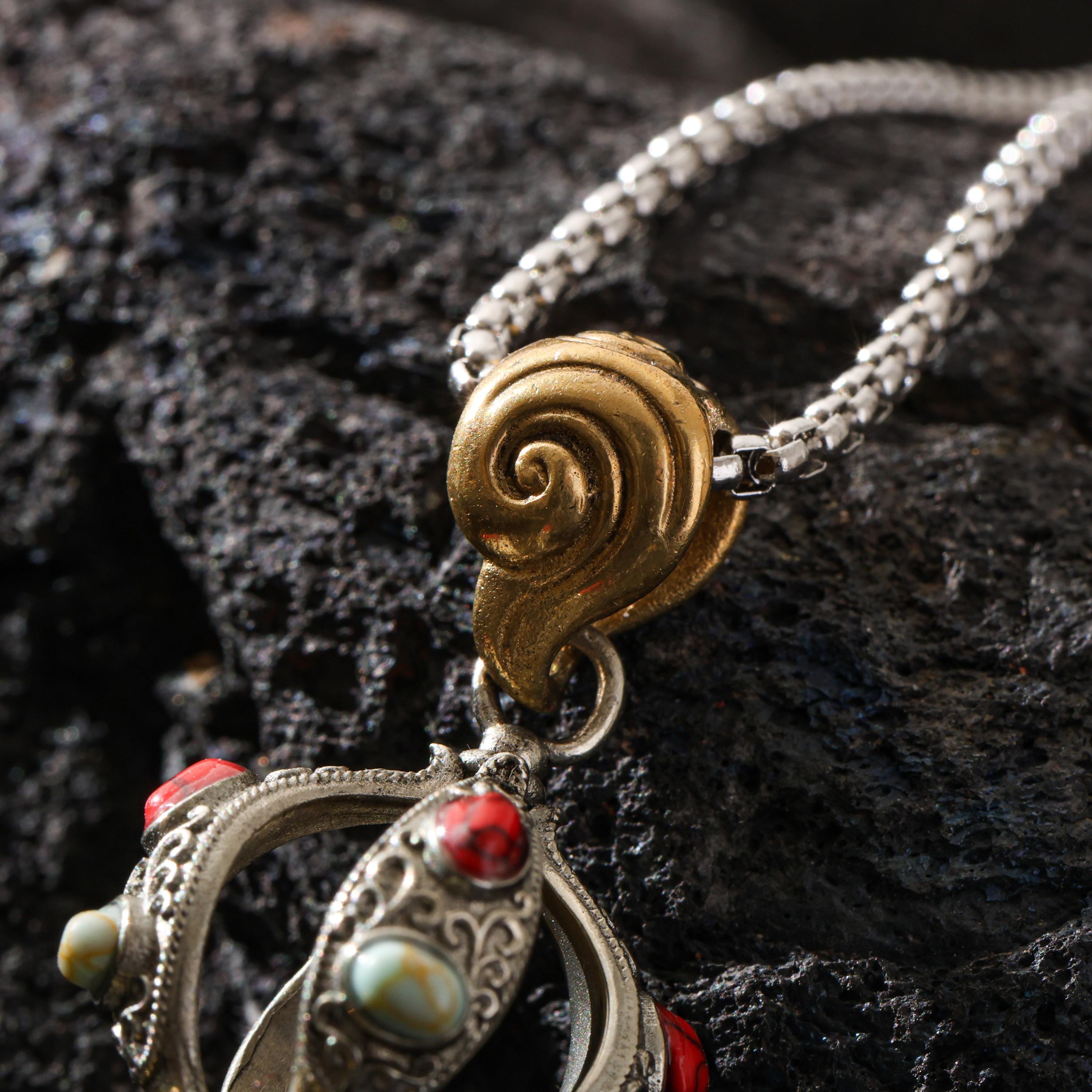 AURA DEER Five-Pronged Vajra Pendant Tibetan Amulet