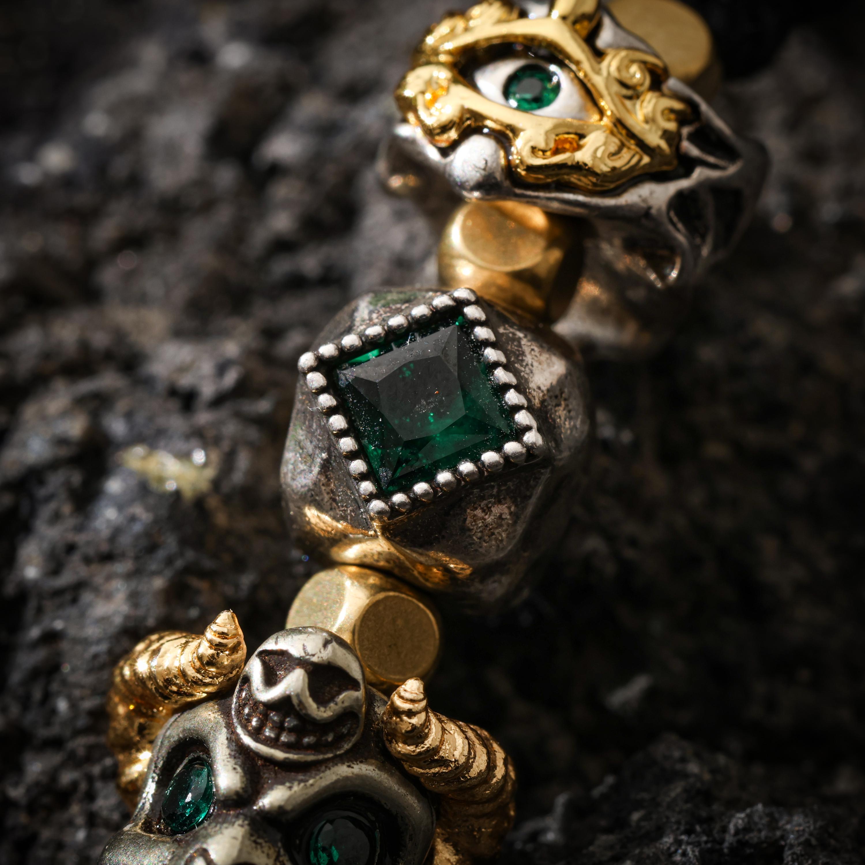 AURA DEER Tibetan Dzi Bead Necklace, Garuda Charms, Gemstone Accents, Adjustable