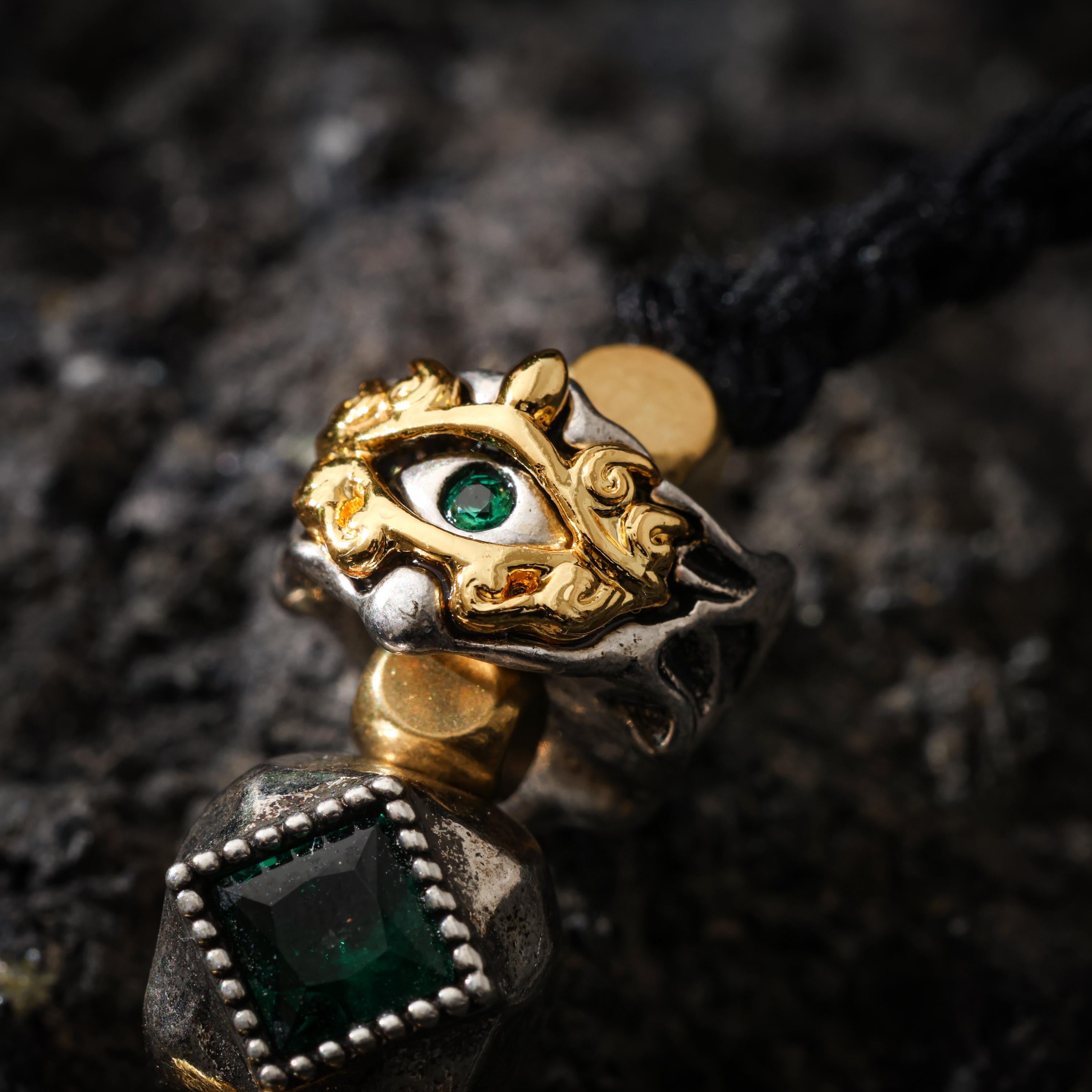 AURA DEER Tibetan Dzi Bead Necklace, Garuda Charms, Gemstone Accents, Adjustable