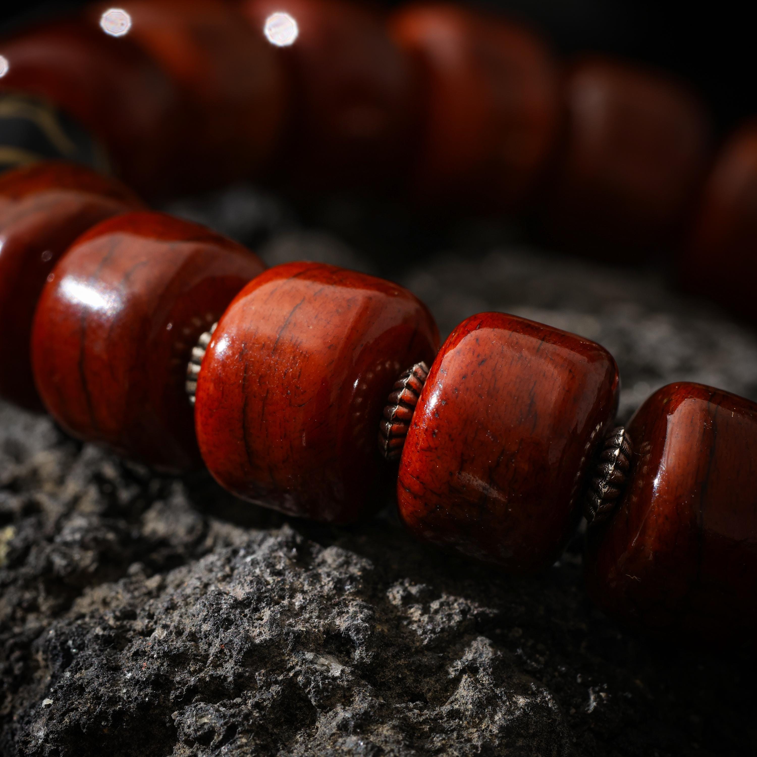 AURA DEER Yak Bone Bracelet with Om Mani Padme Hum Bead, Adjustable Bracelet