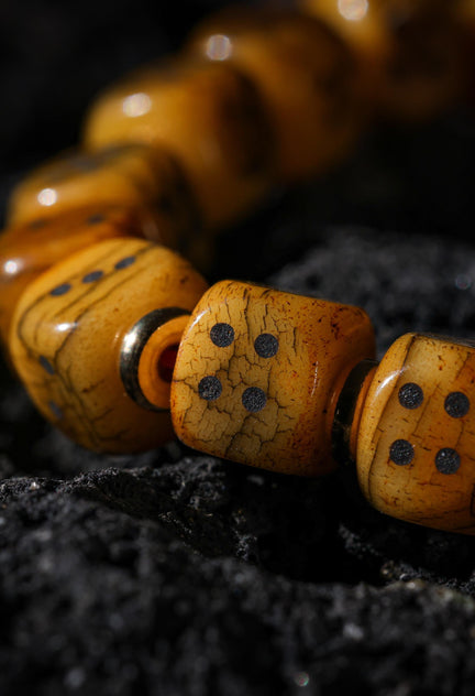 AURA DEER Yak Bone Dice Fortune Bracelet Tibetan Amulet
