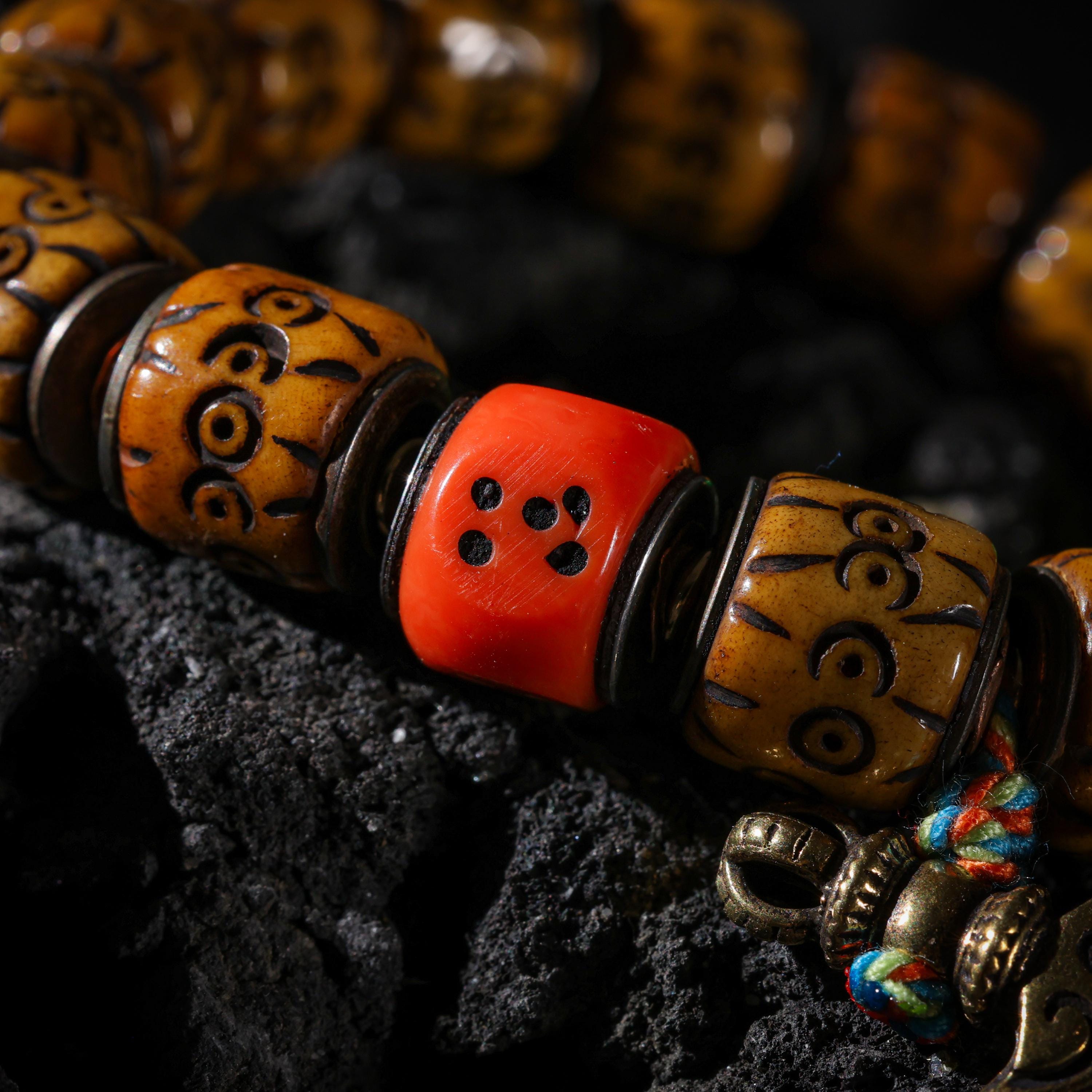 AURA DEER Bone Skull Bracelet Tibetan Protection Talisman