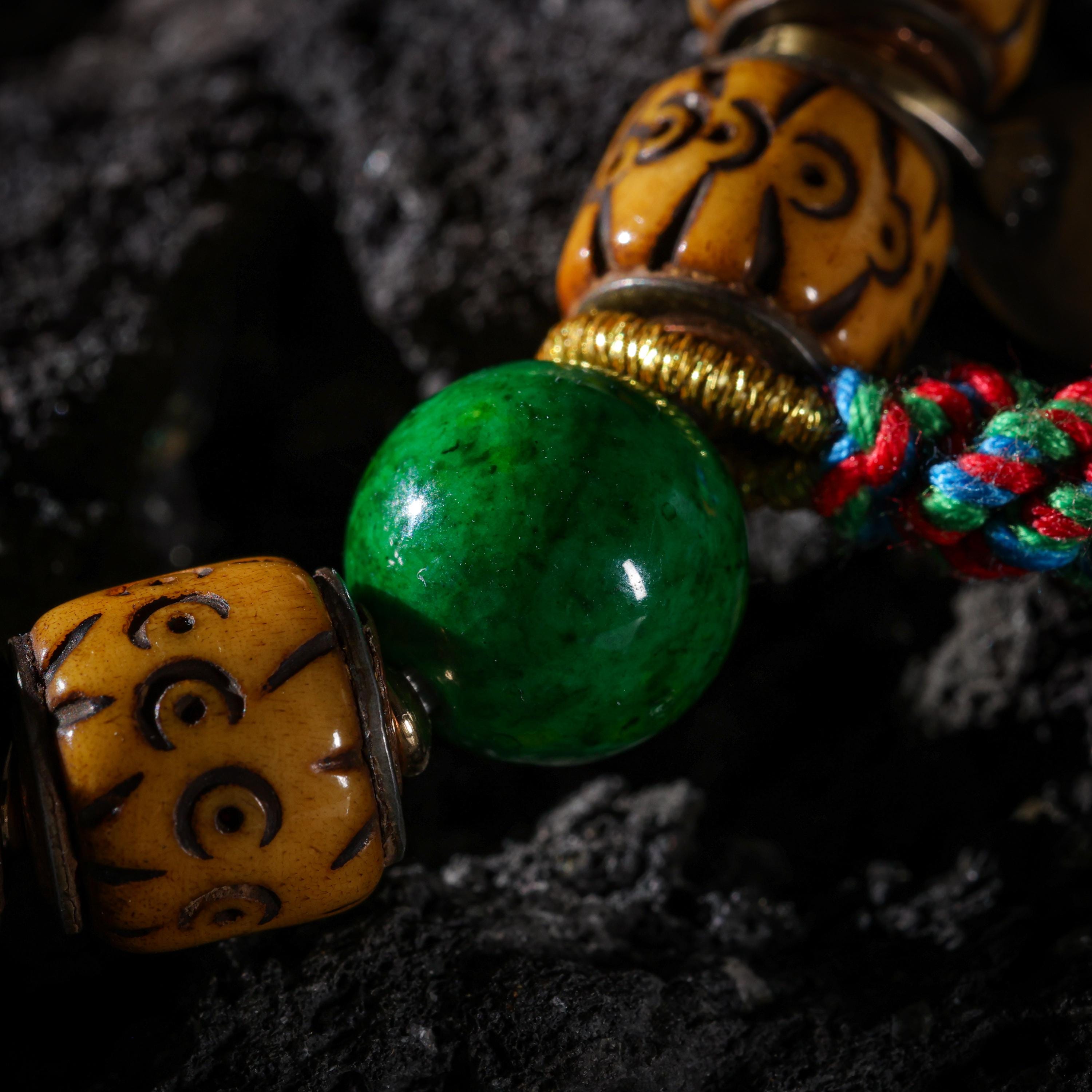 AURA DEER Bone Skull Bracelet Tibetan Protection Talisman