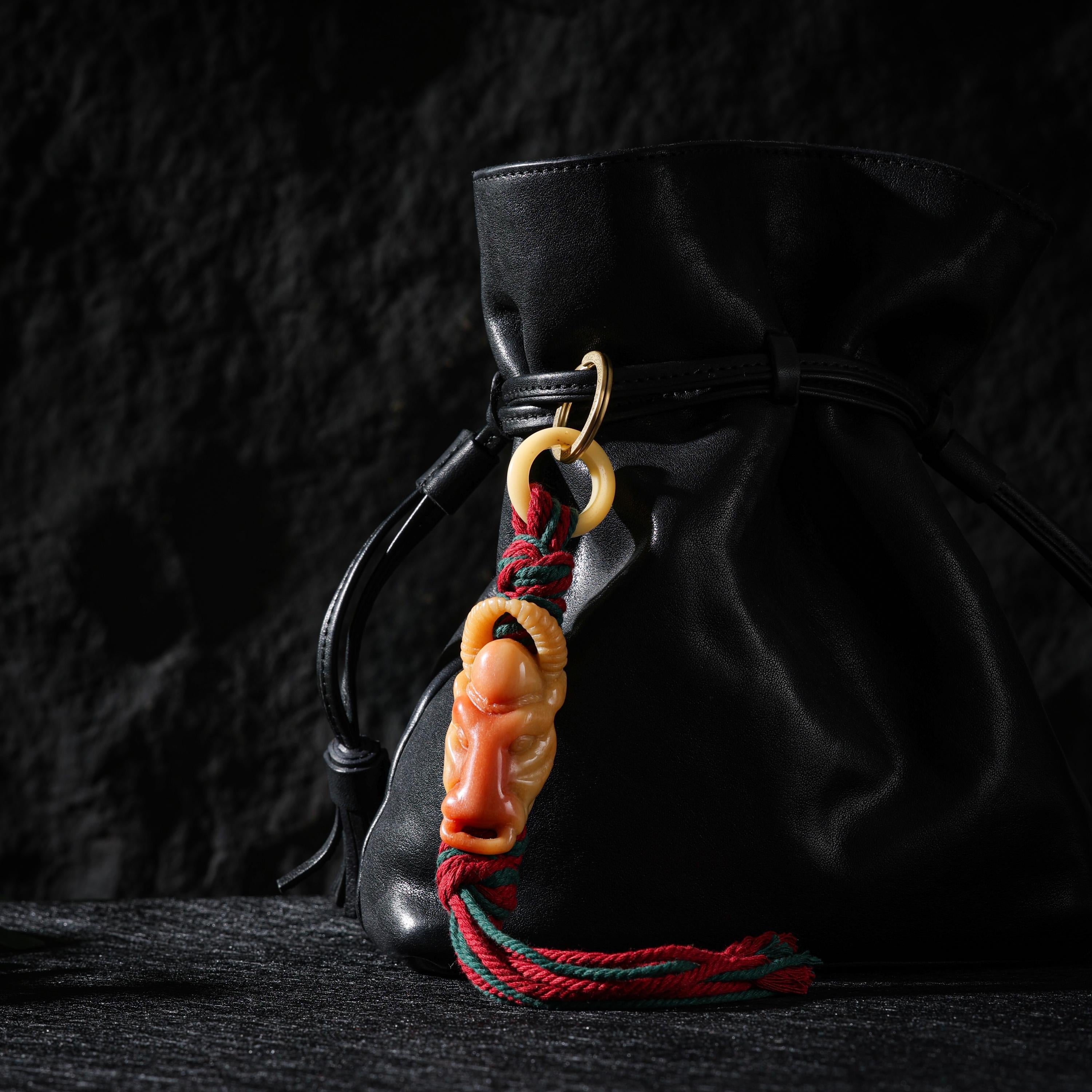AURA DEER Tibetan Carved Yak Bone Talisman Bag Charm Keychain