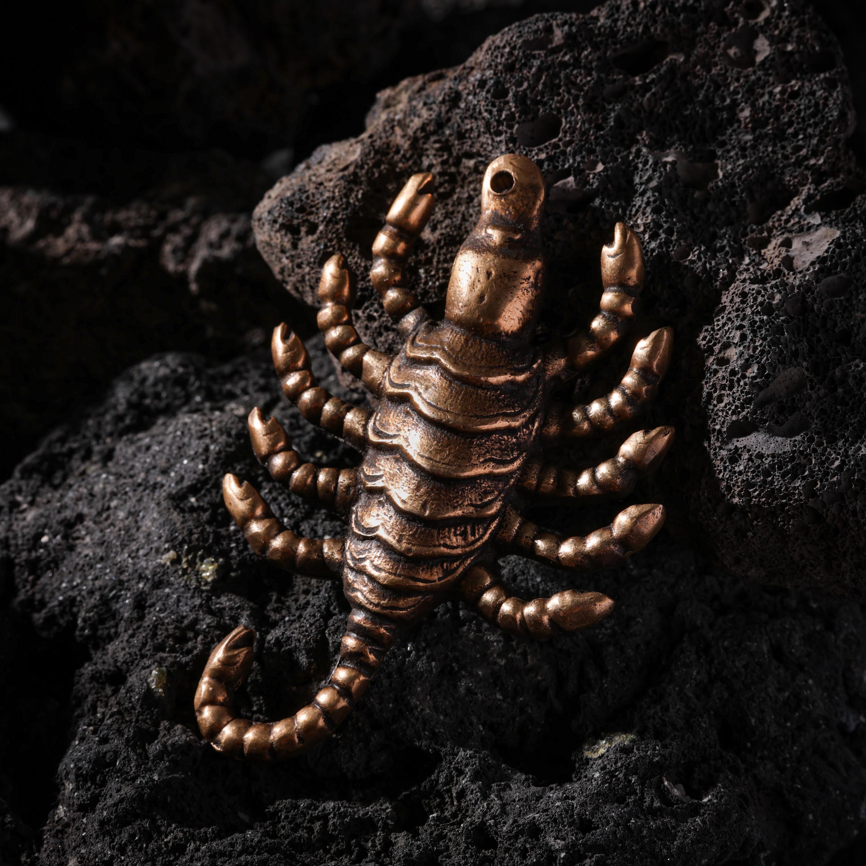 AURA DEER Tibetan Brass Scorpion Talisman Bag Charm Keychain