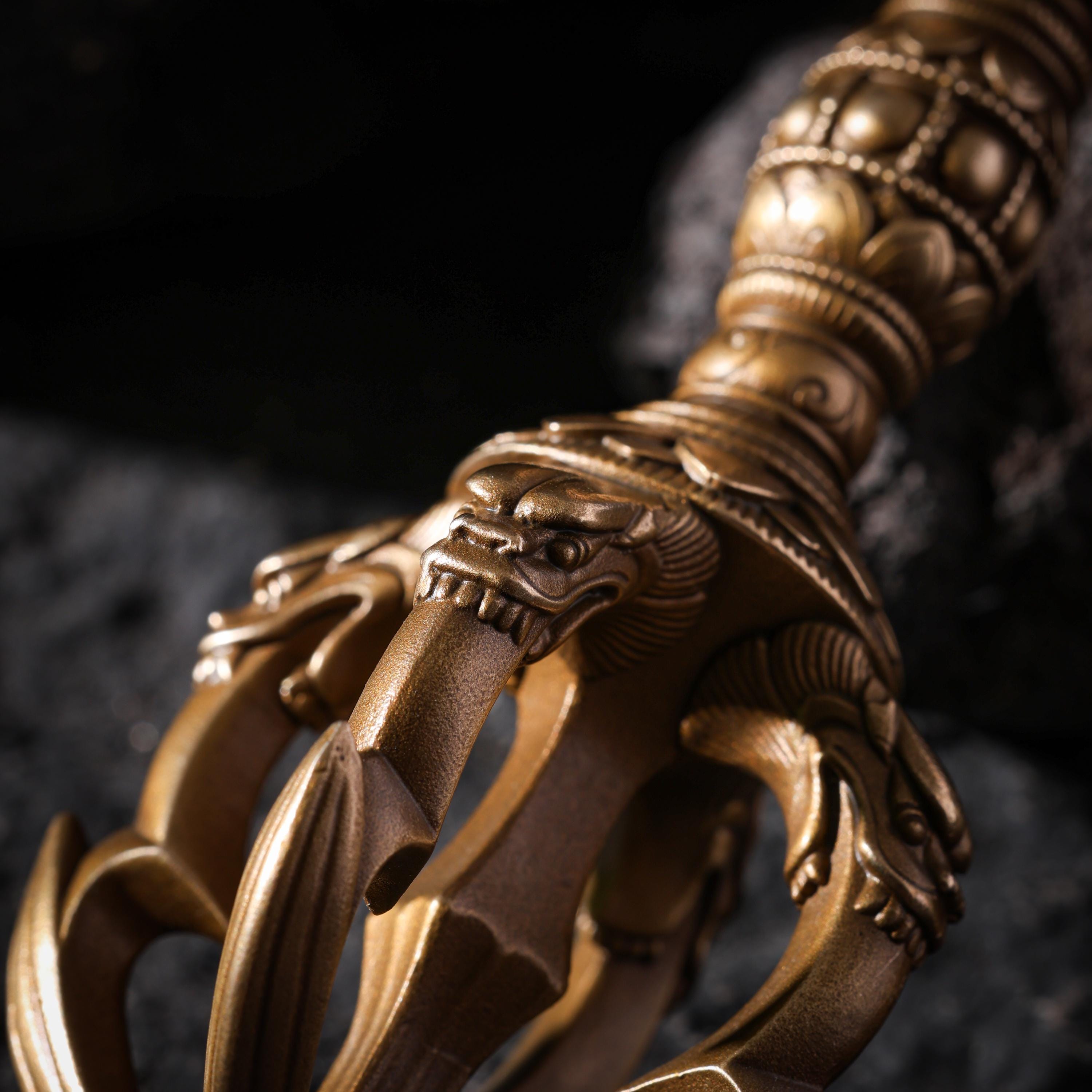AURA DEER Vajra Bell Four Heavenly Kings Ritual Bell Tang Dynasty Inspired Buddhist Handheld Talisman
