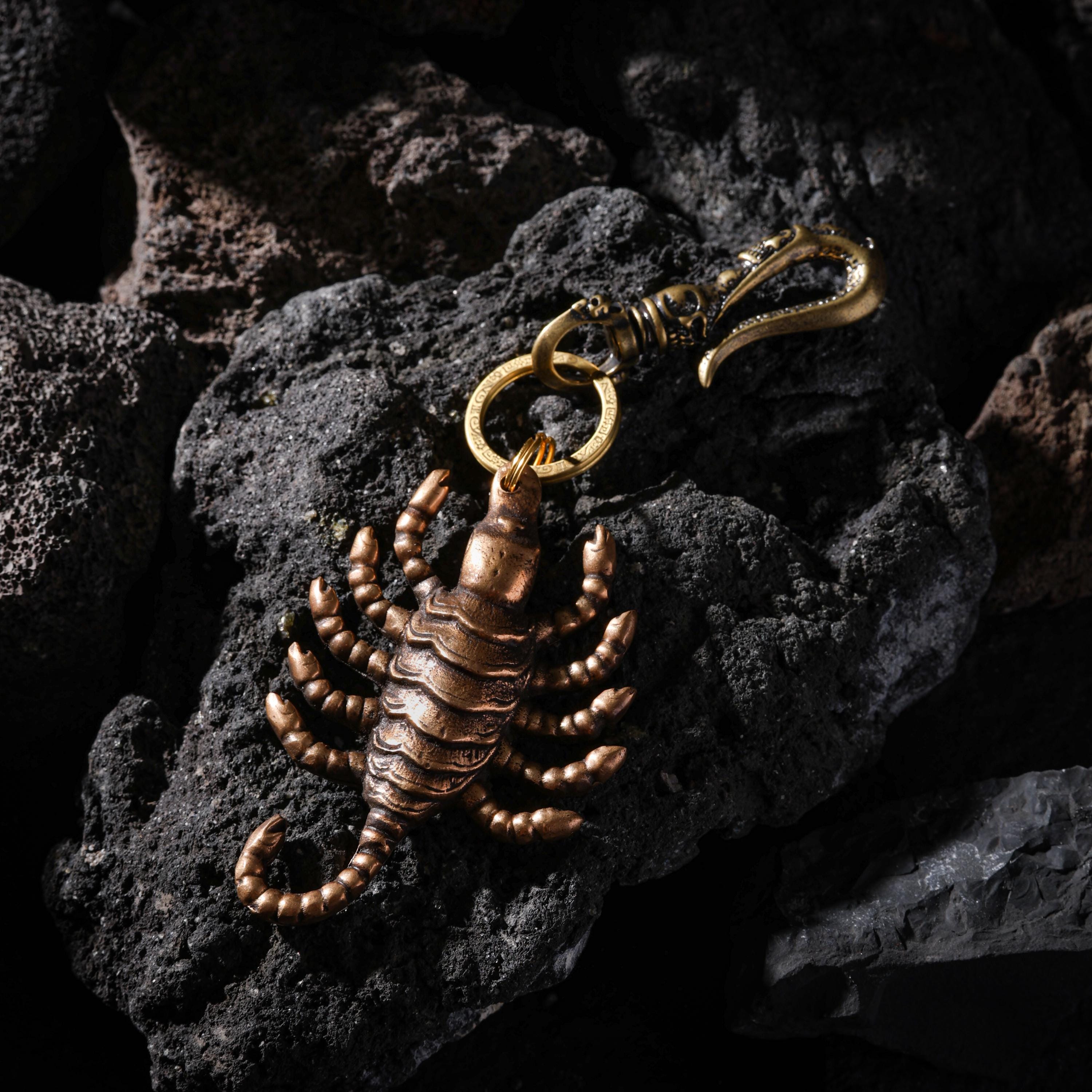 AURA DEER Tibetan Brass Scorpion Talisman Bag Charm Keychain