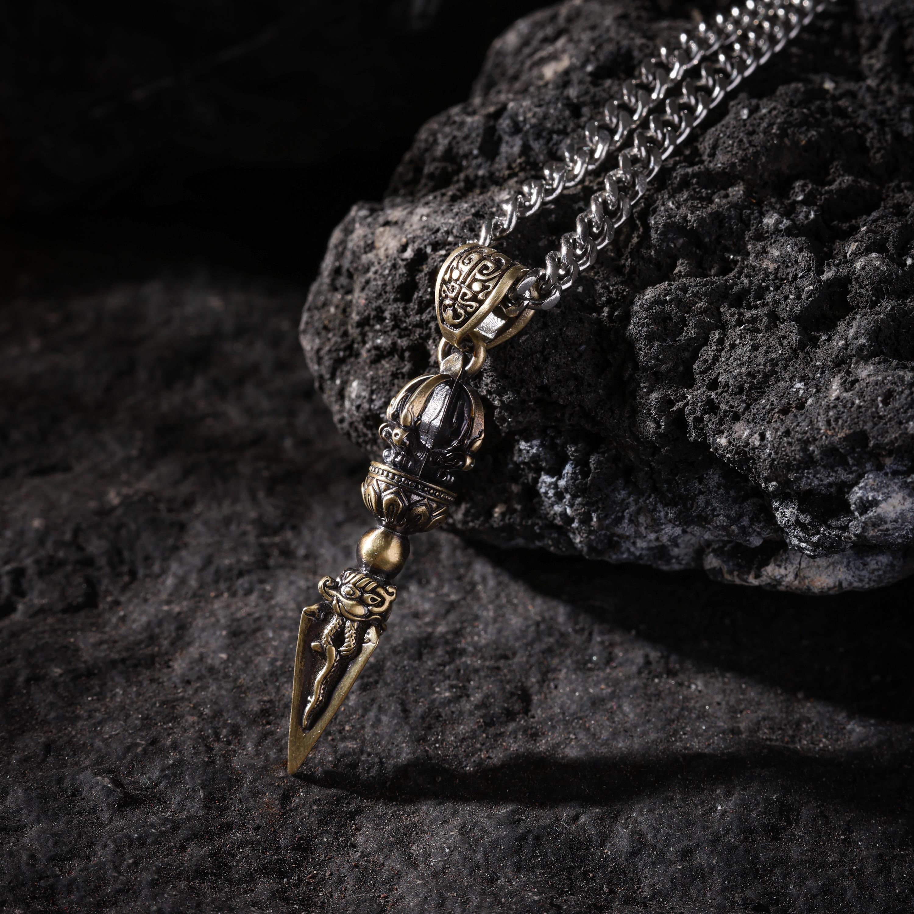 AURA DEER Tibetan Vajra Brass Talisman Necklace Keychain Charm