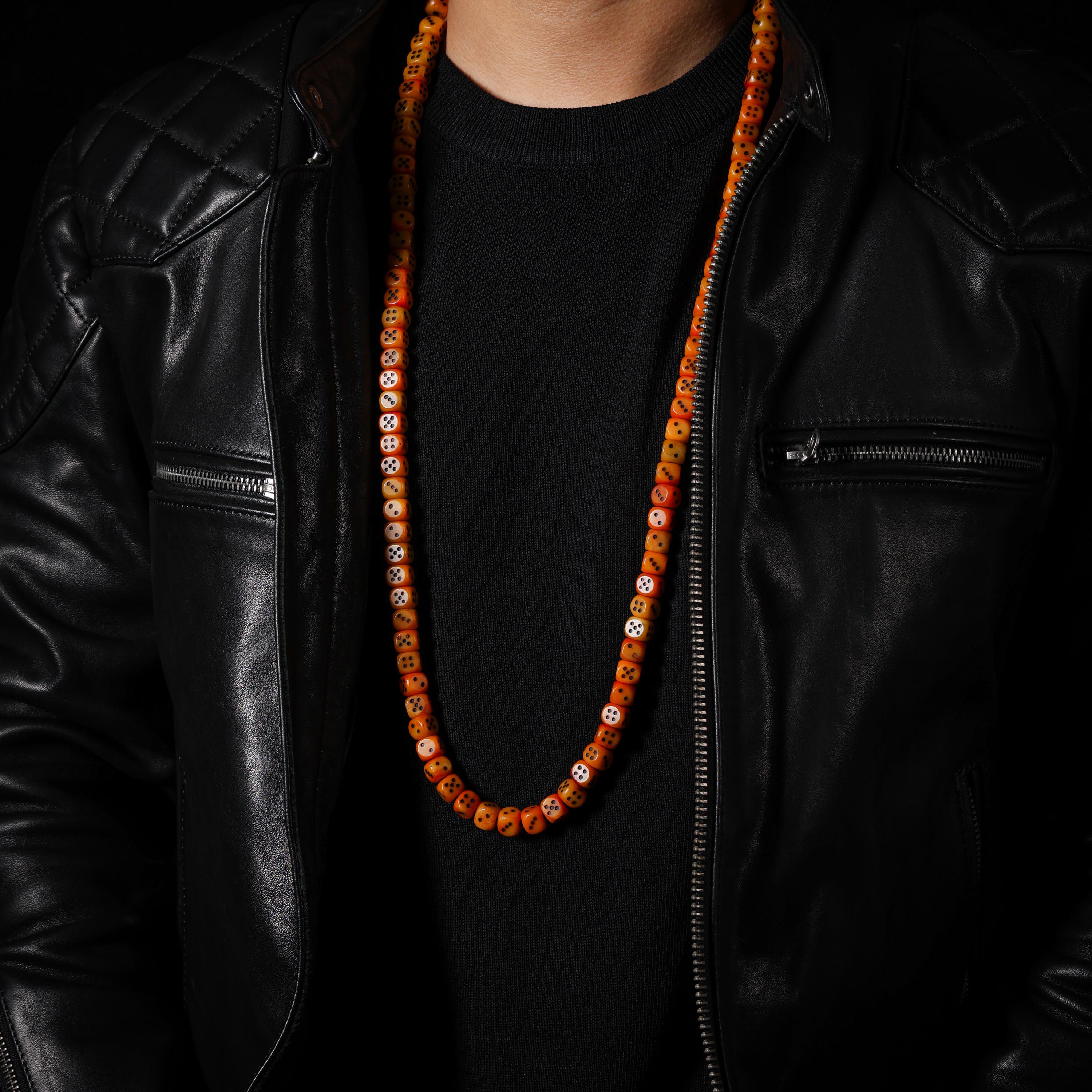 AURA DEER Tibetan Bone Dice Mala Necklace 108 Prayer Beads