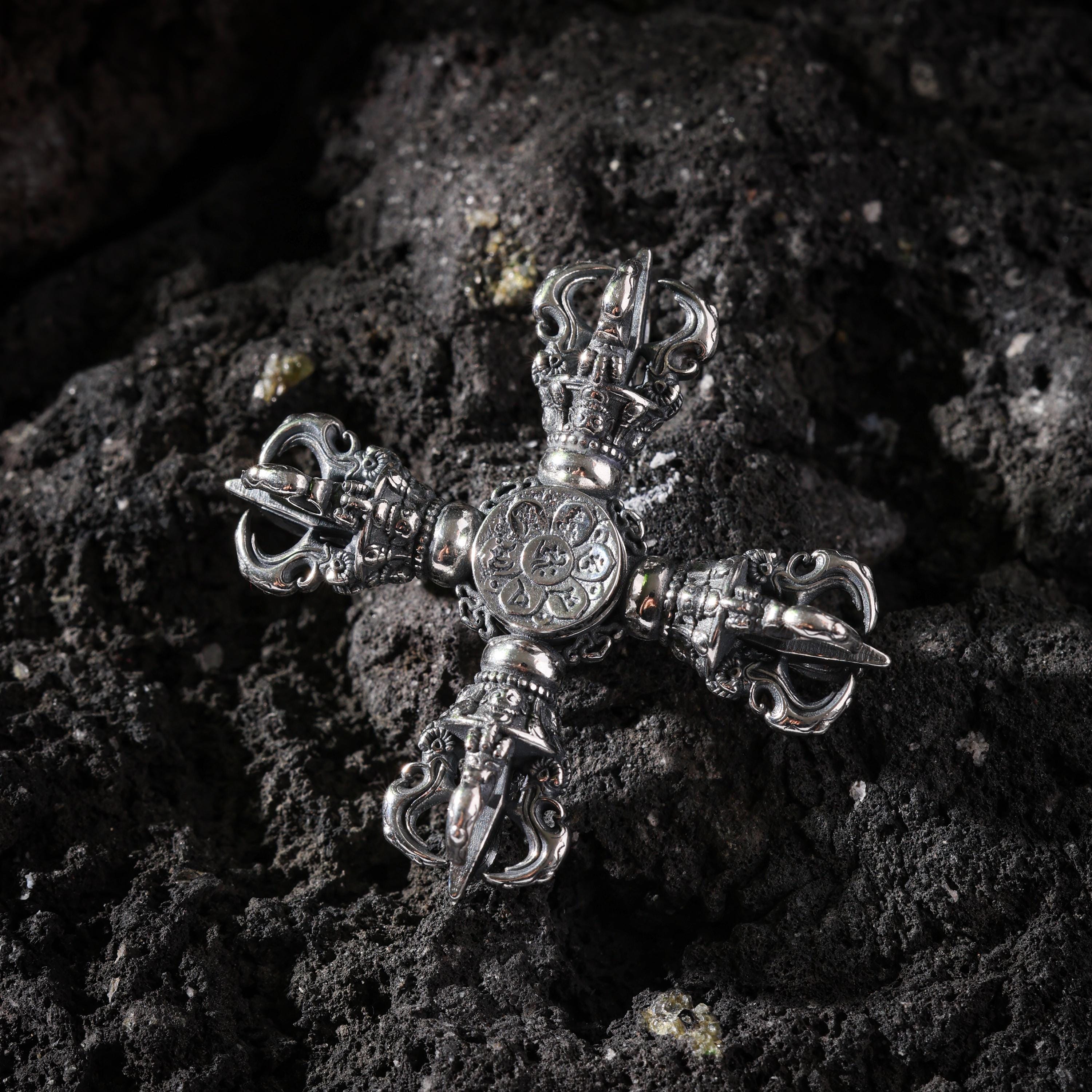 AURA DEER Finger Spinner Sterling Silver Double Vajra EDC Handheld Talisman