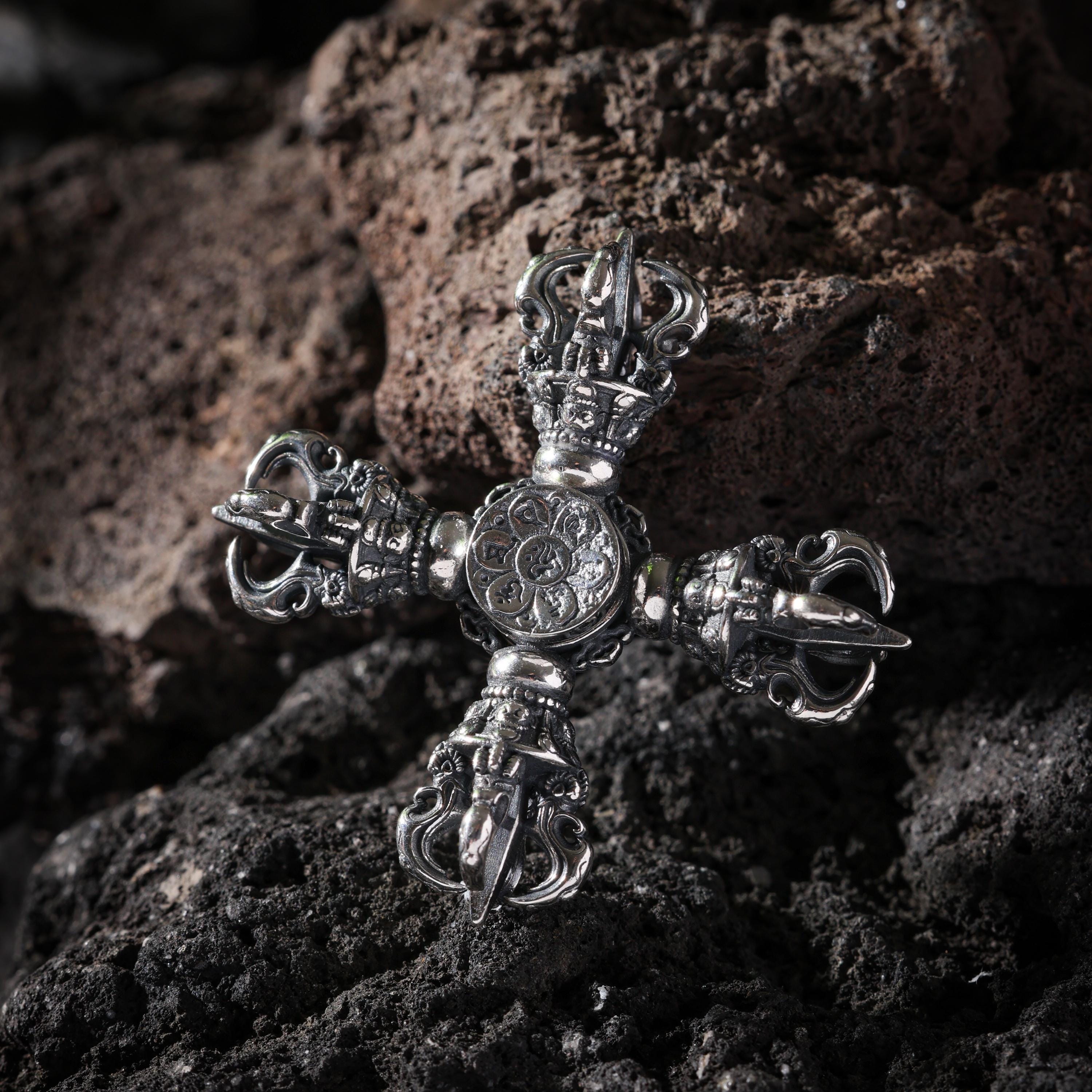 AURA DEER Finger Spinner Sterling Silver Double Vajra EDC Handheld Talisman