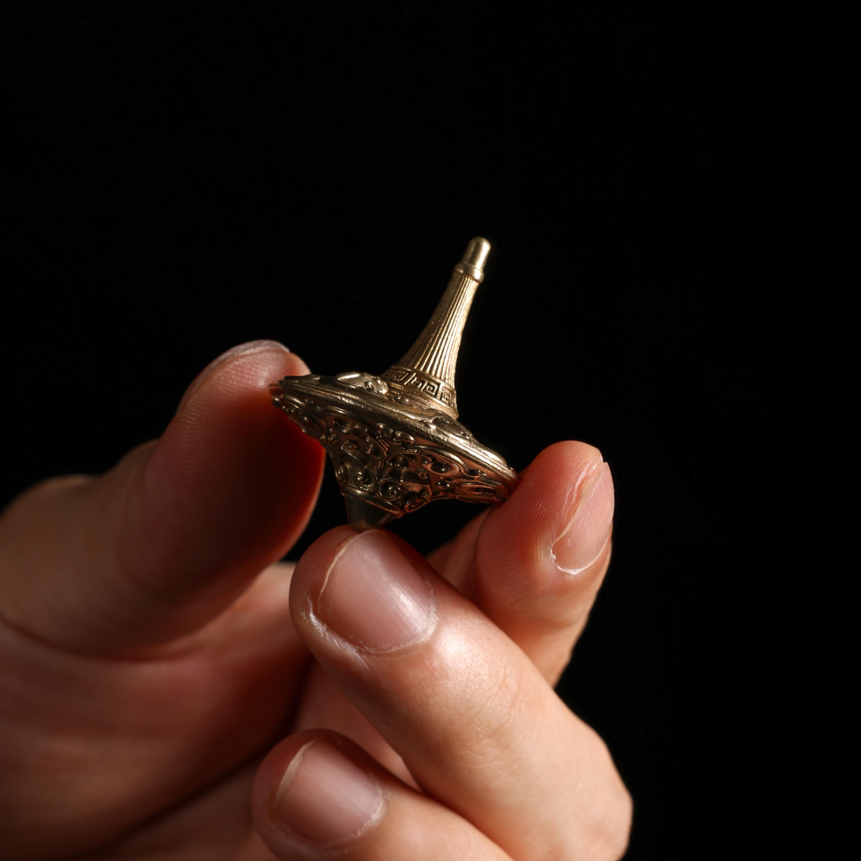 AURA DEER Spinning Top Double Chi Dragon Hand Spinner Solid Brass Handheld Talisman