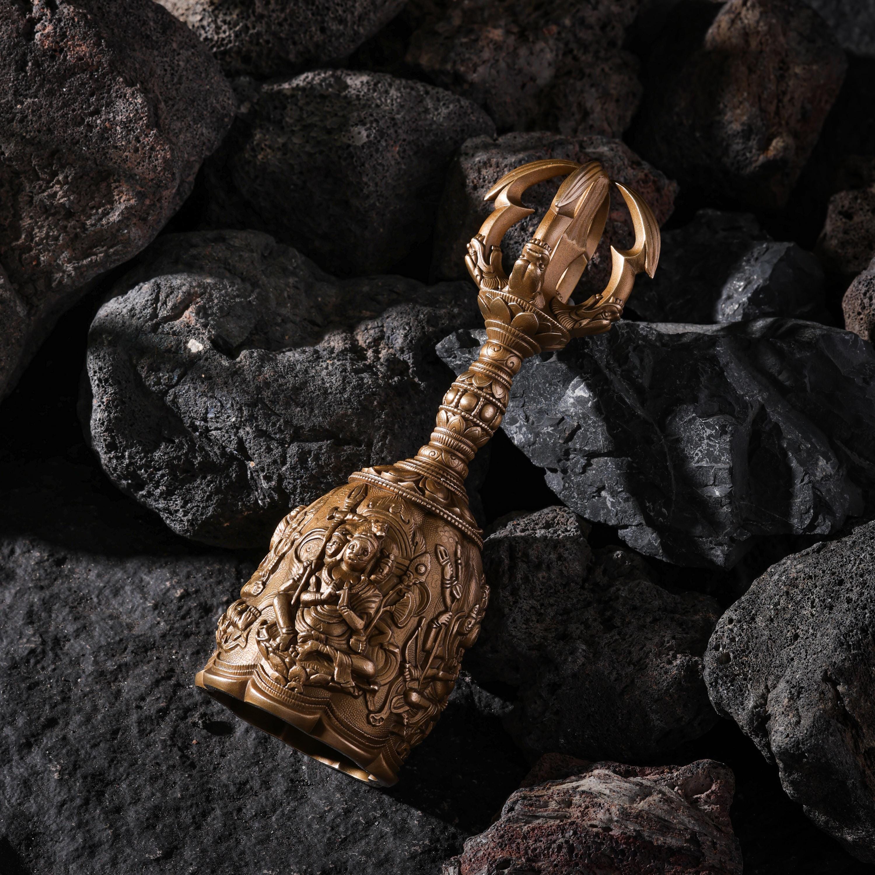 AURA DEER Vajra Bell Four Heavenly Kings Ritual Bell Tang Dynasty Inspired Buddhist Handheld Talisman
