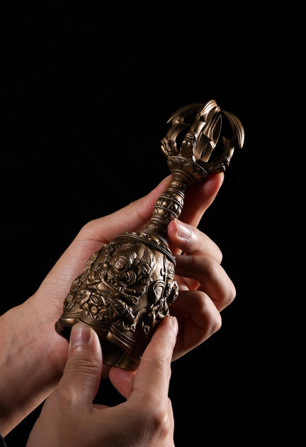 AURA DEER Vajra Bell Four Heavenly Kings Ritual Bell Tang Dynasty Inspired Buddhist Handheld Talisman
