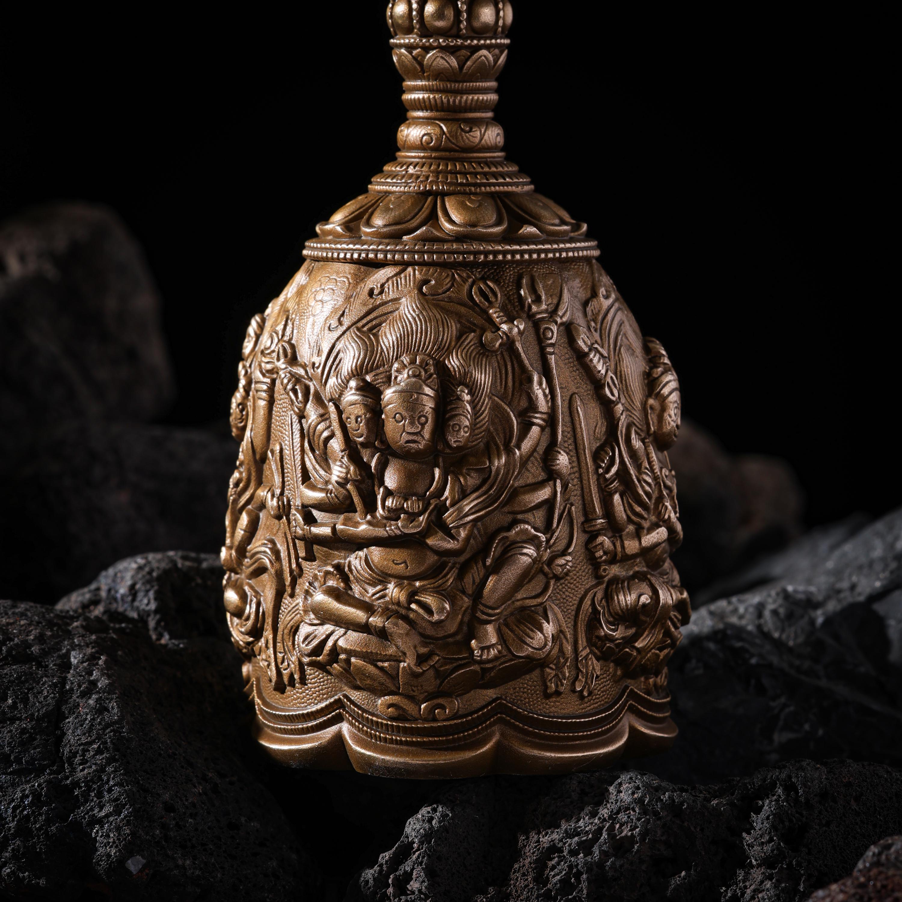 AURA DEER Vajra Bell Four Heavenly Kings Ritual Bell Tang Dynasty Inspired Buddhist Handheld Talisman
