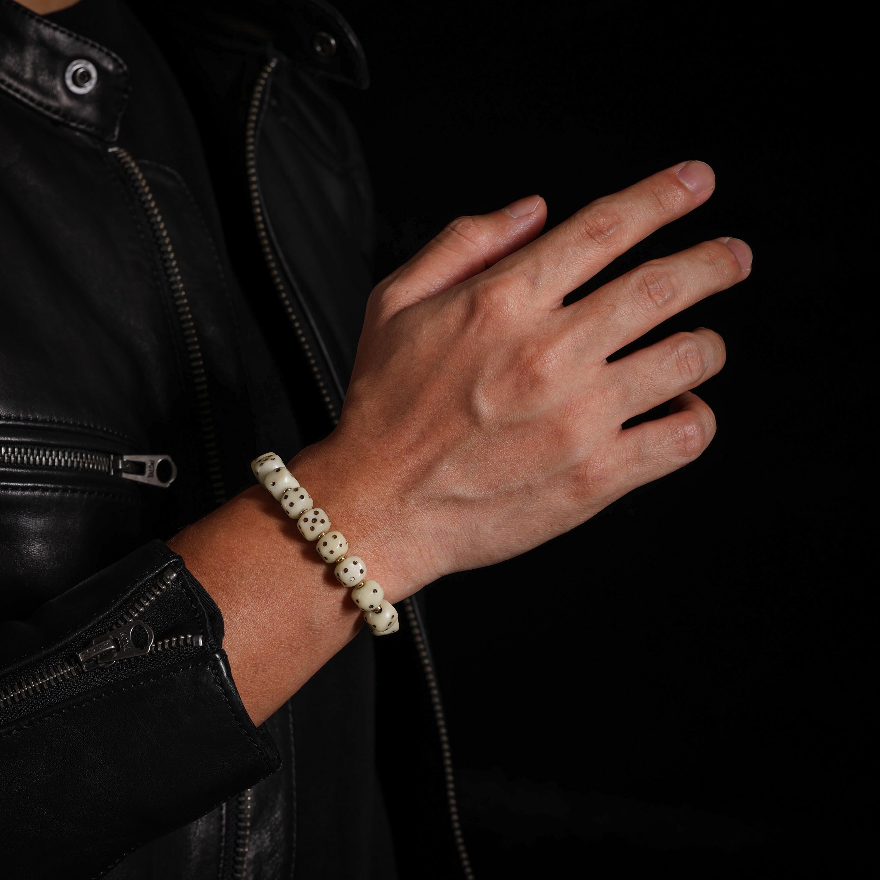 AURA DEER Yak Bone Dice Fortune Bracelet Tibetan Amulet
