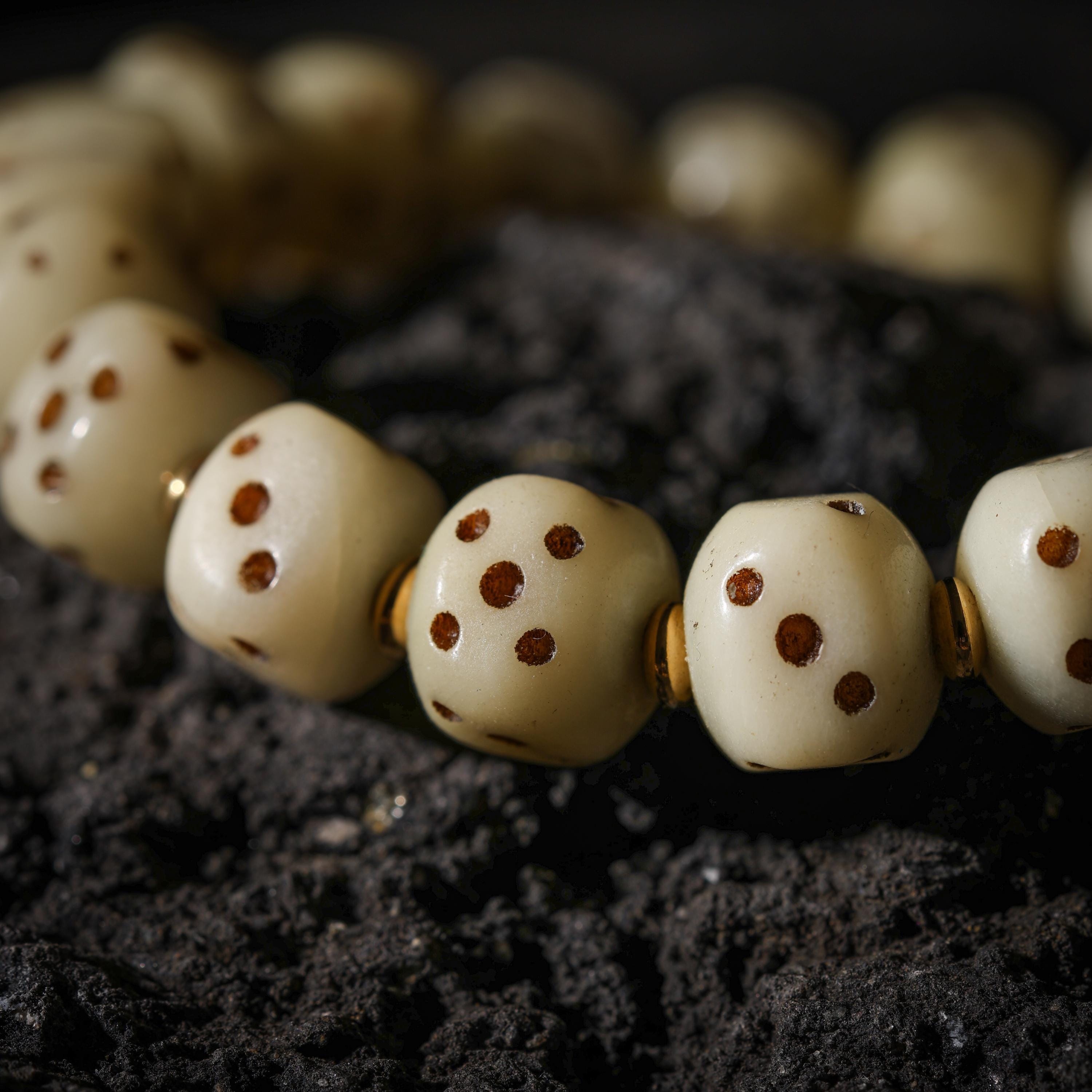 AURA DEER Yak Bone Dice Fortune Bracelet Tibetan Amulet