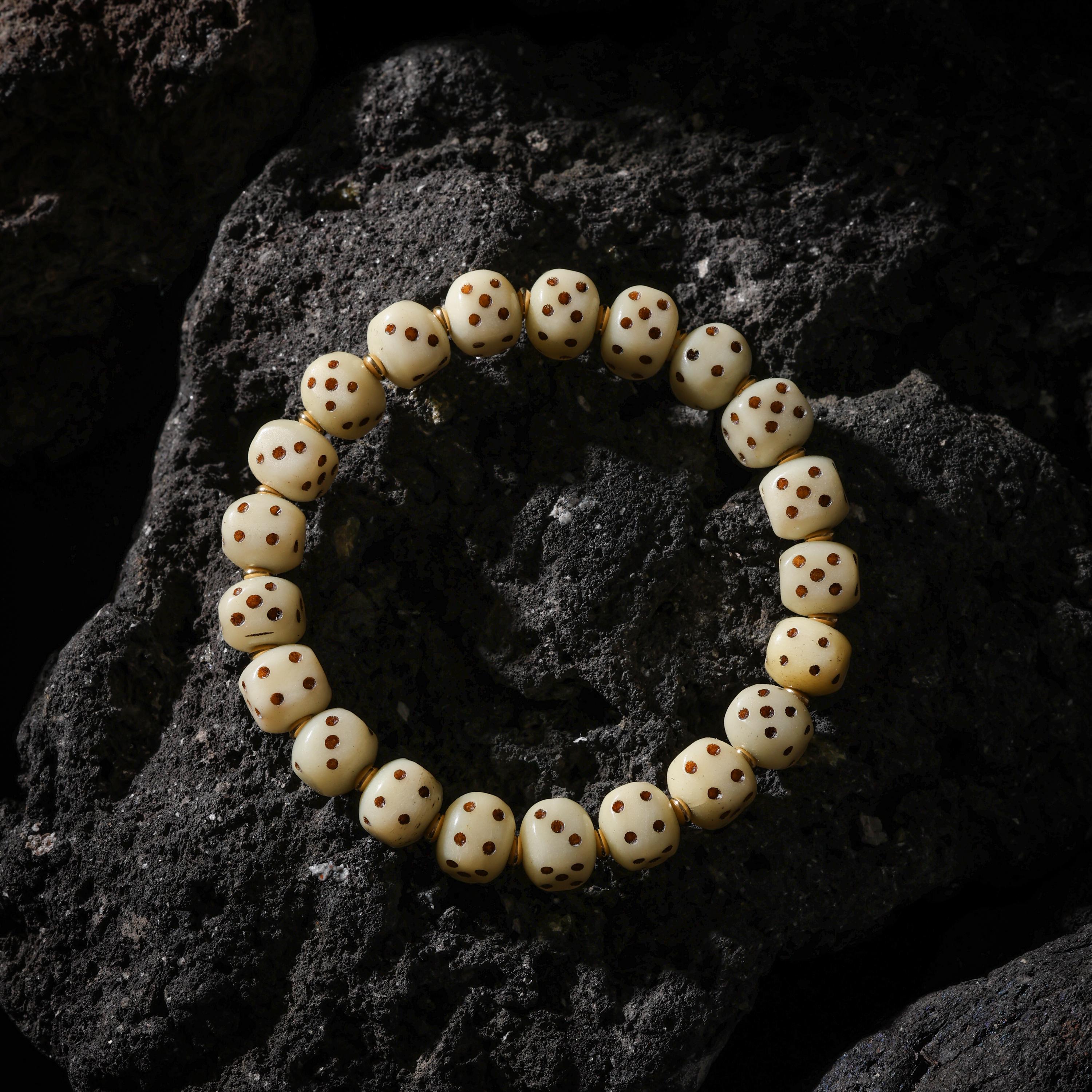 AURA DEER Yak Bone Dice Fortune Bracelet Tibetan Amulet