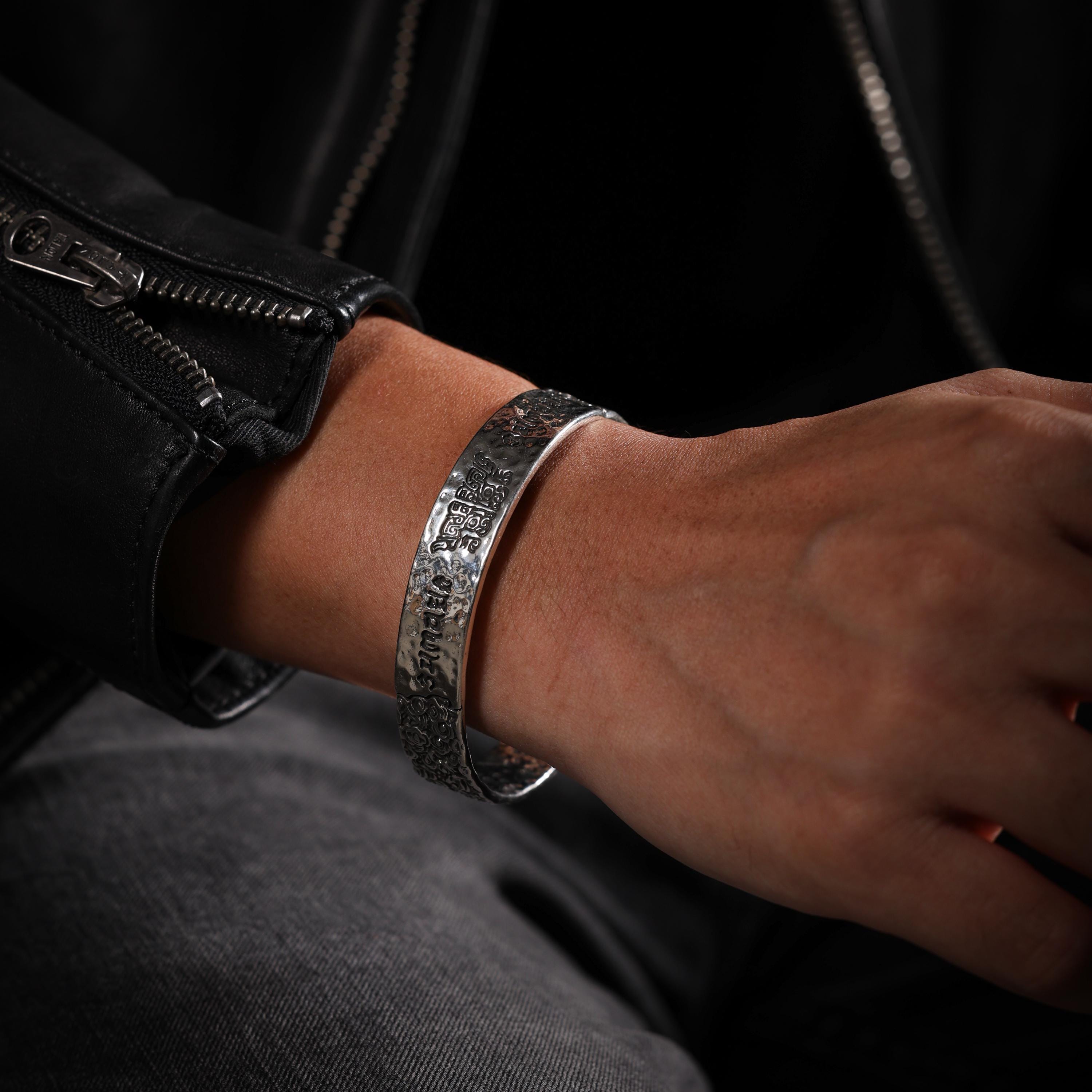 AURA DEER Yellow Jambhala Taotie Mantra Cuff Bracelet