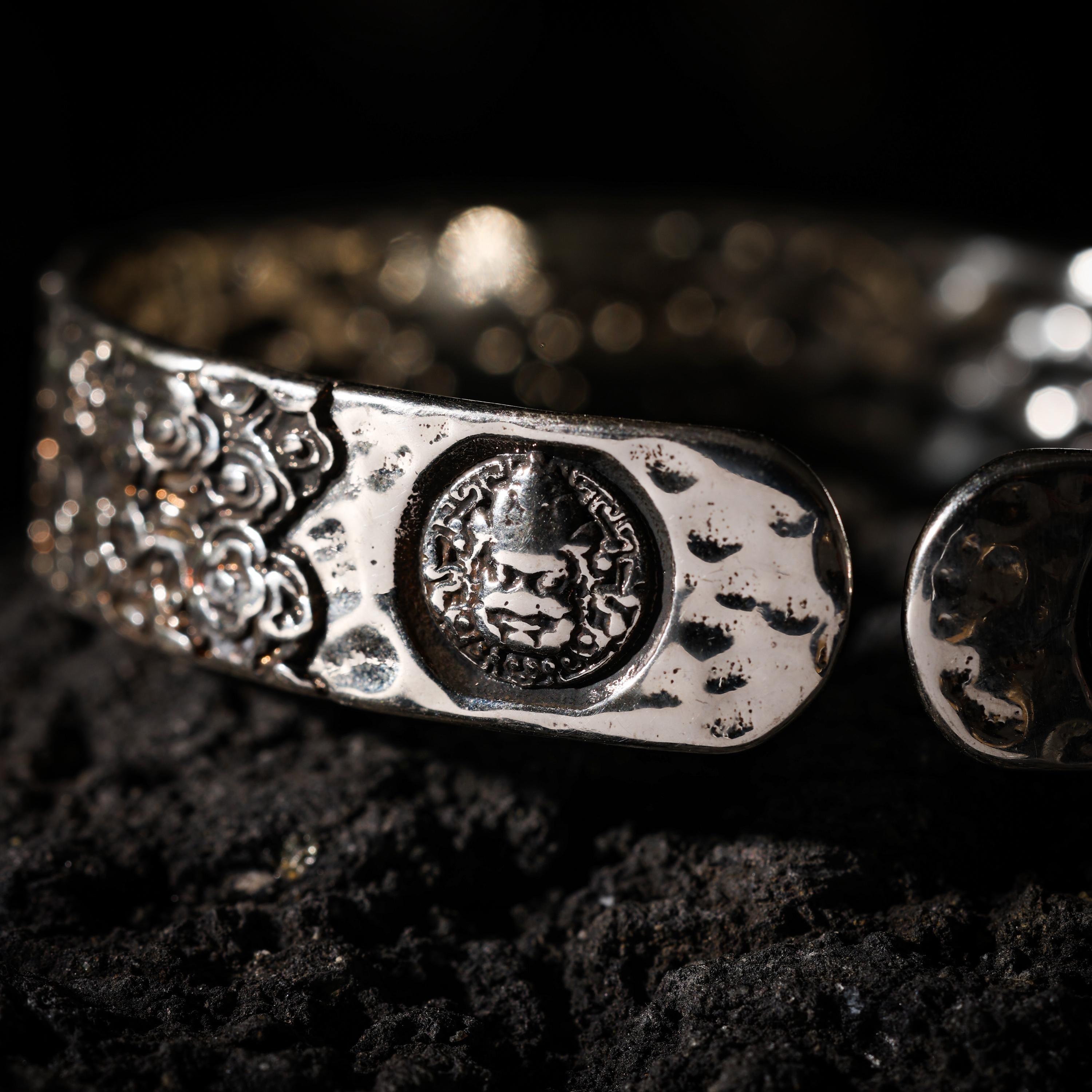 AURA DEER Yellow Jambhala Taotie Mantra Cuff Bracelet