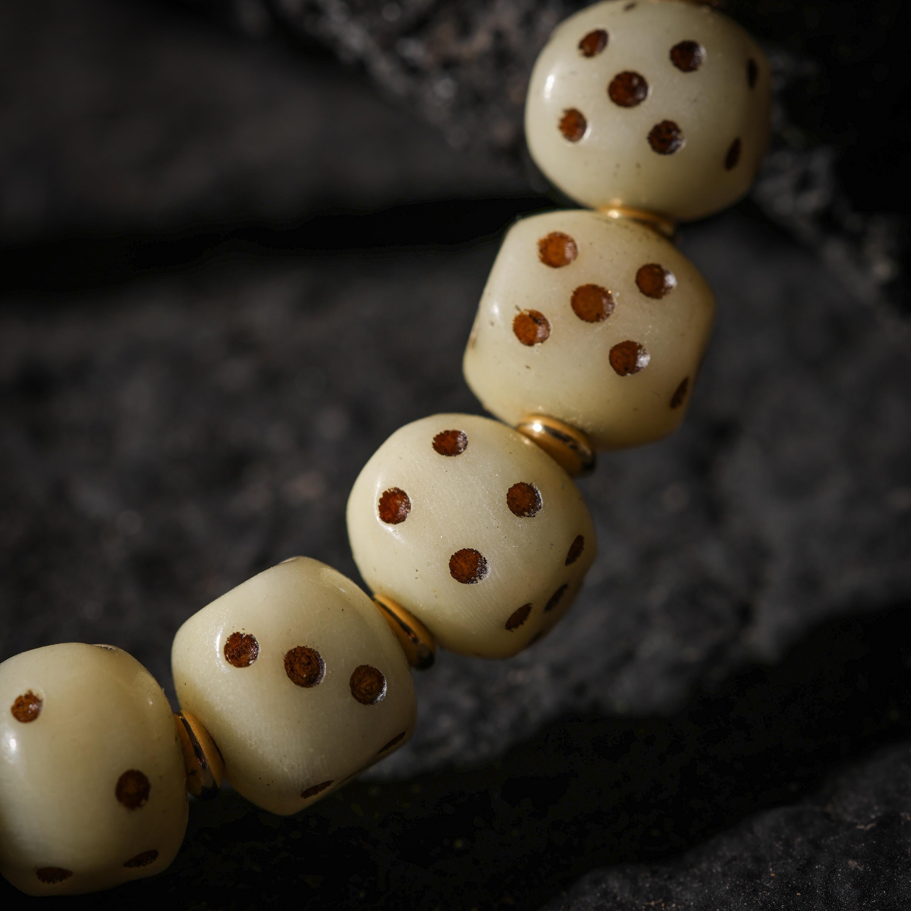 AURA DEER Yak Bone Dice Fortune Bracelet Tibetan Amulet