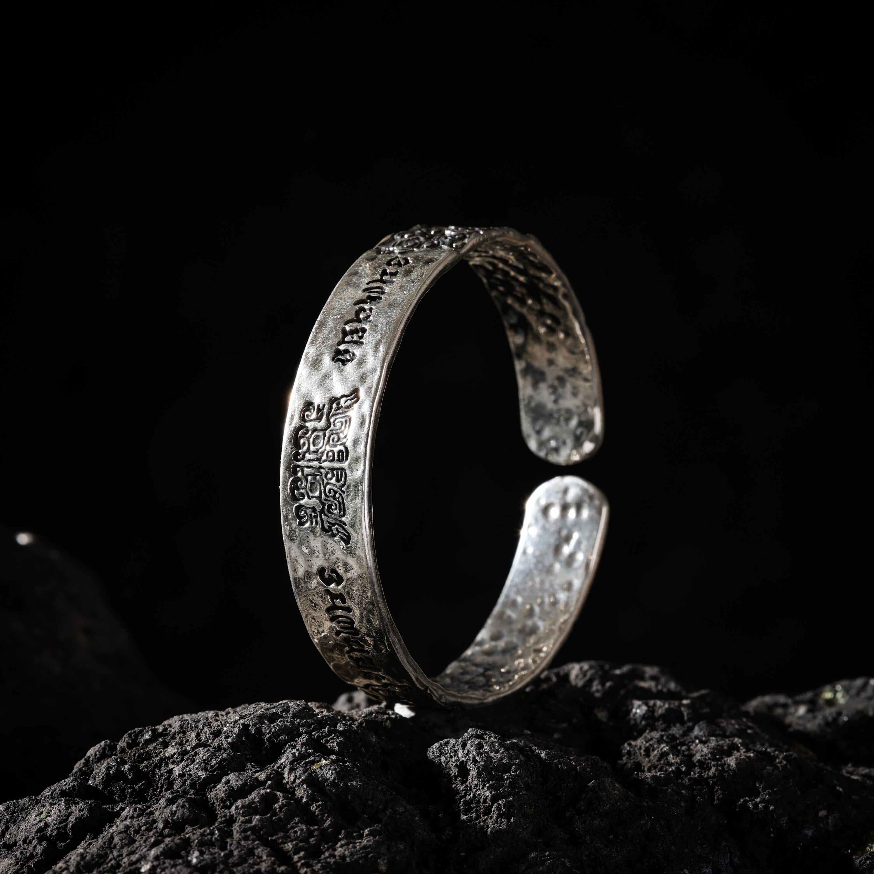 AURA DEER Yellow Jambhala Taotie Mantra Cuff Bracelet