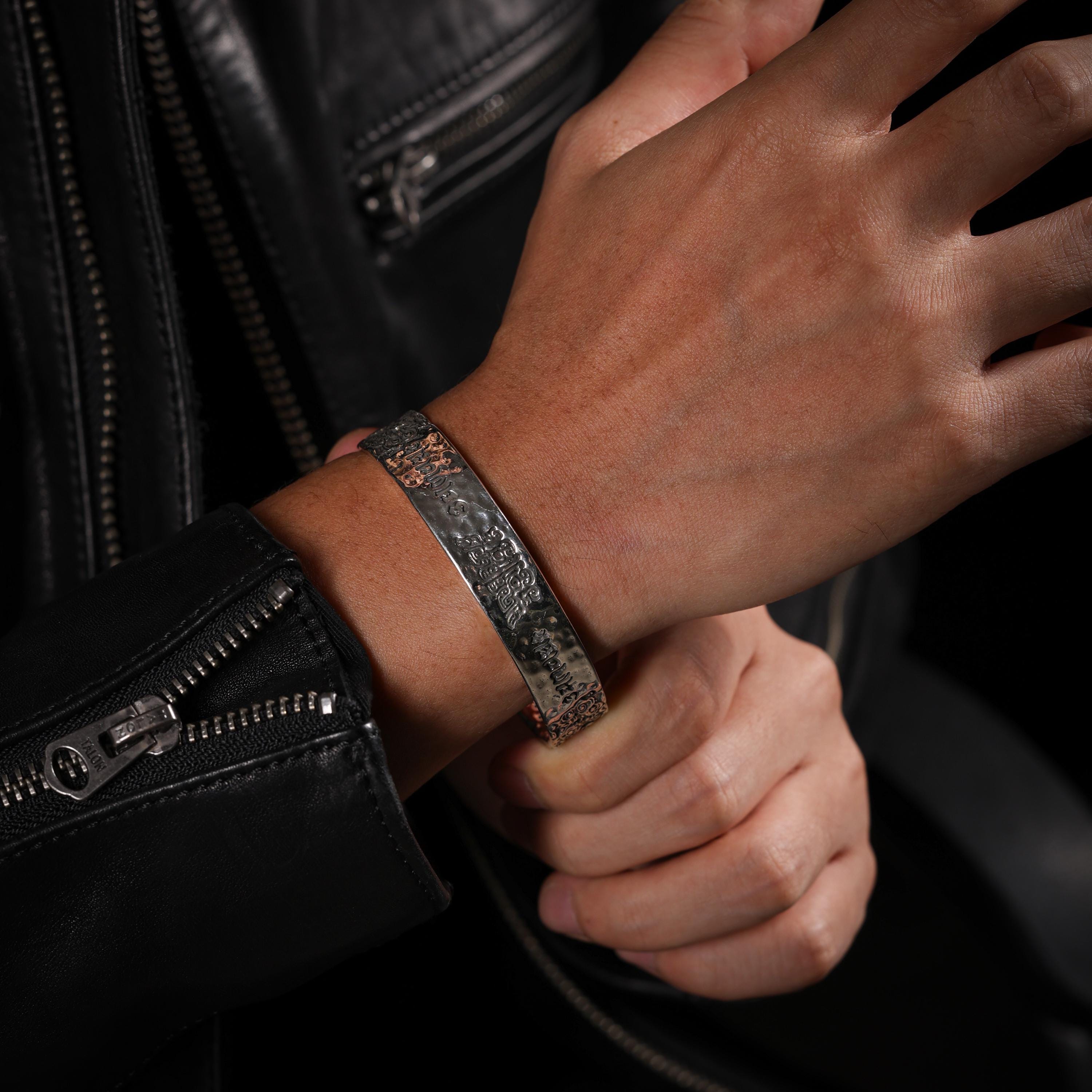 AURA DEER Yellow Jambhala Taotie Mantra Cuff Bracelet