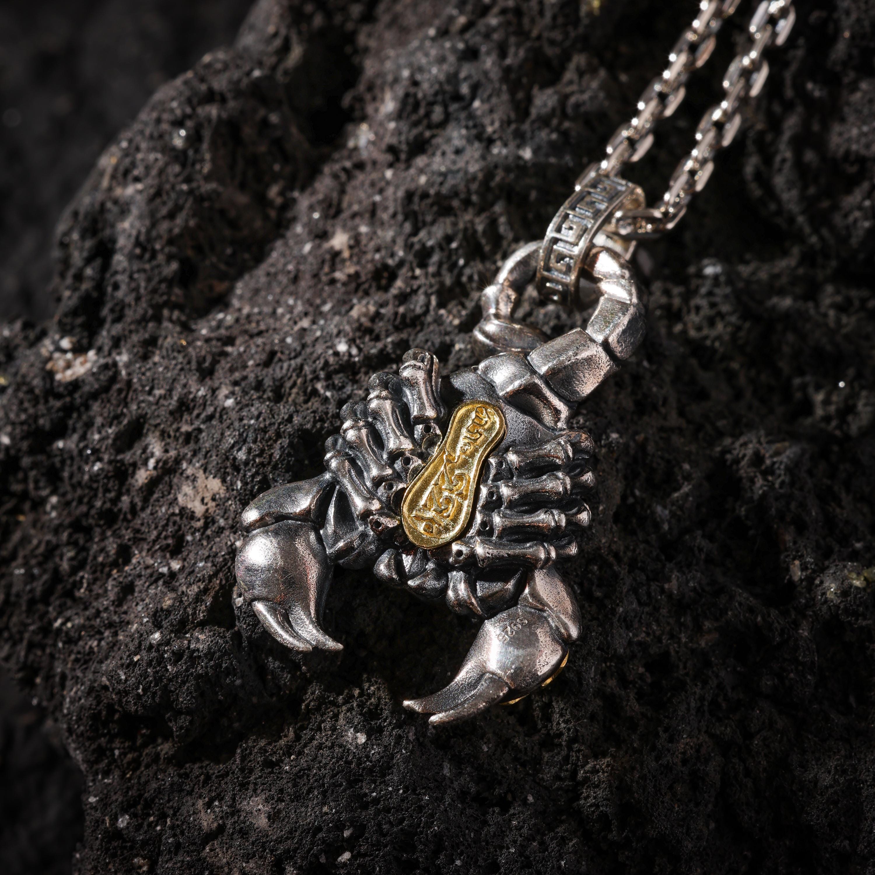 AURA DEER Fire Scorpion Talisman Necklace S925 Sterling Silver Protector Pendant