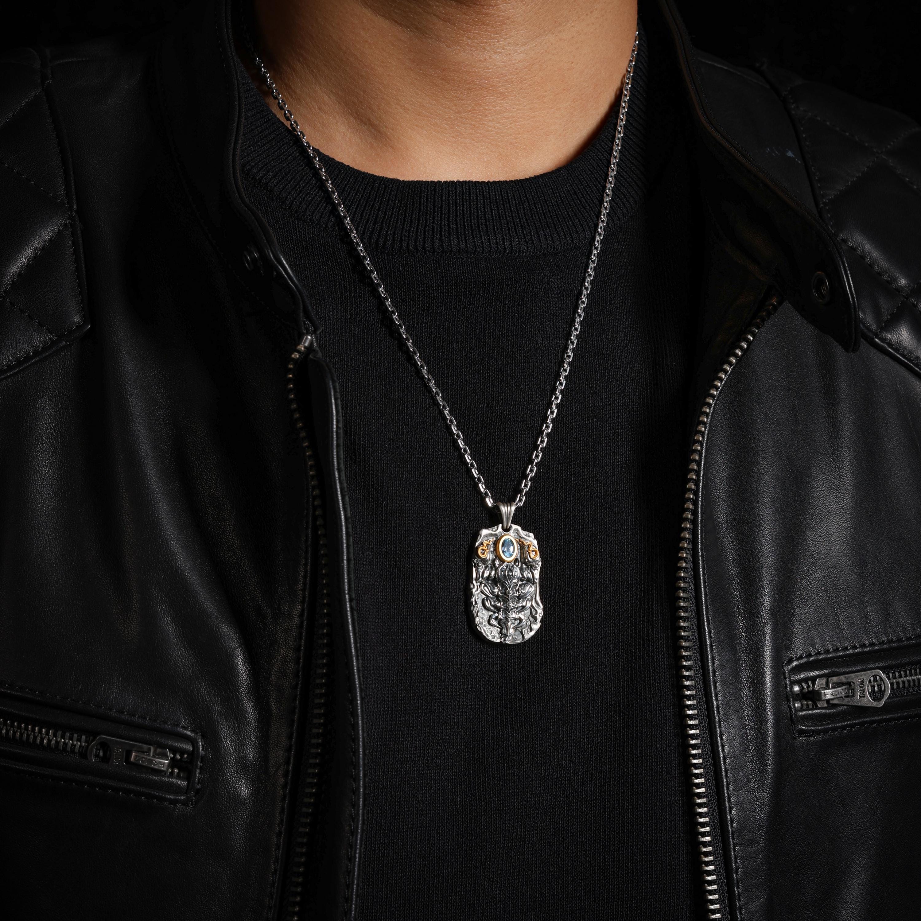 AURA DEER Jeweled Scorpion Talisman Necklace S925 Sterling Silver with Natural Topaz