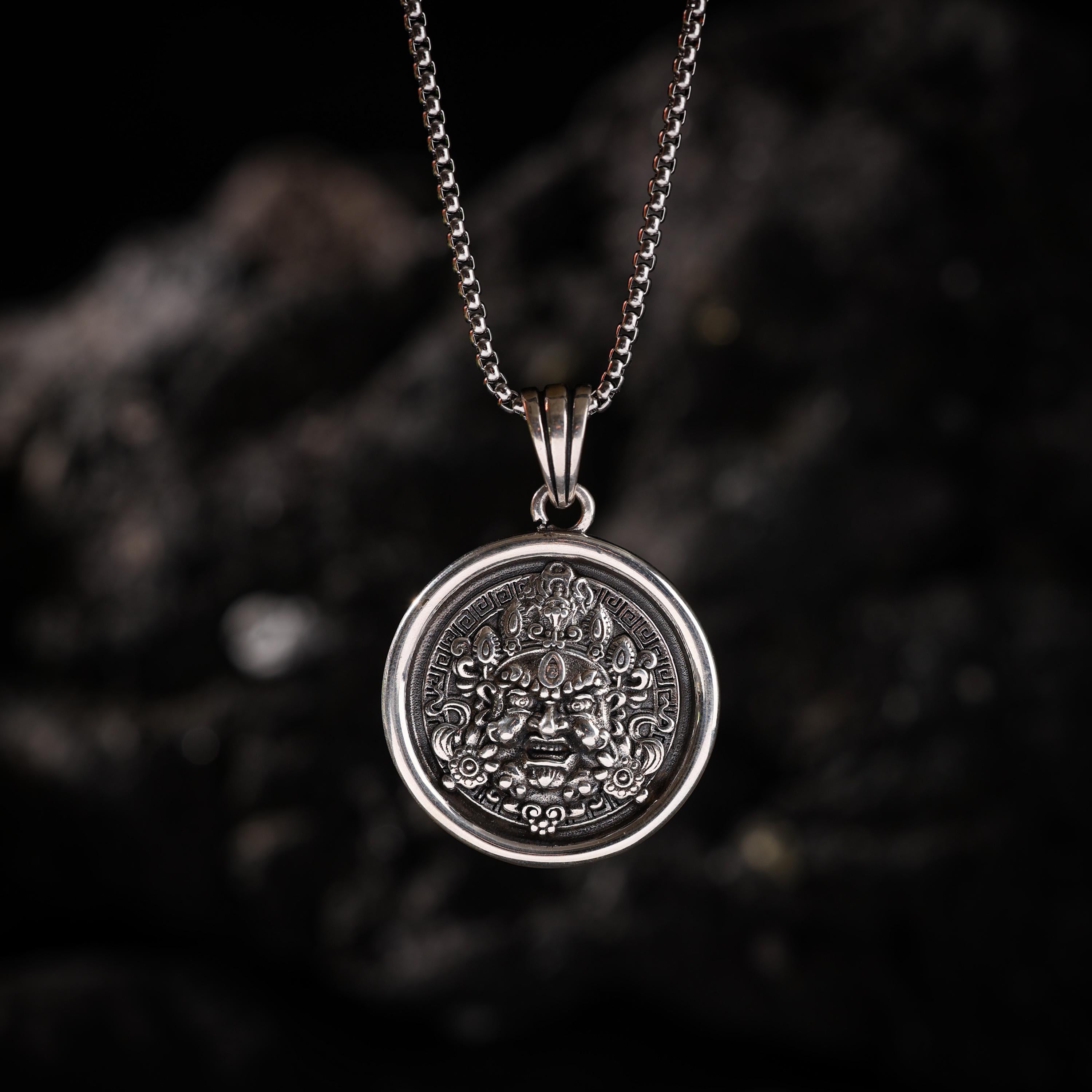 AURA DEER Tibetan Yellow Jambhala Mantra Sterling Silver Talisman Pendant