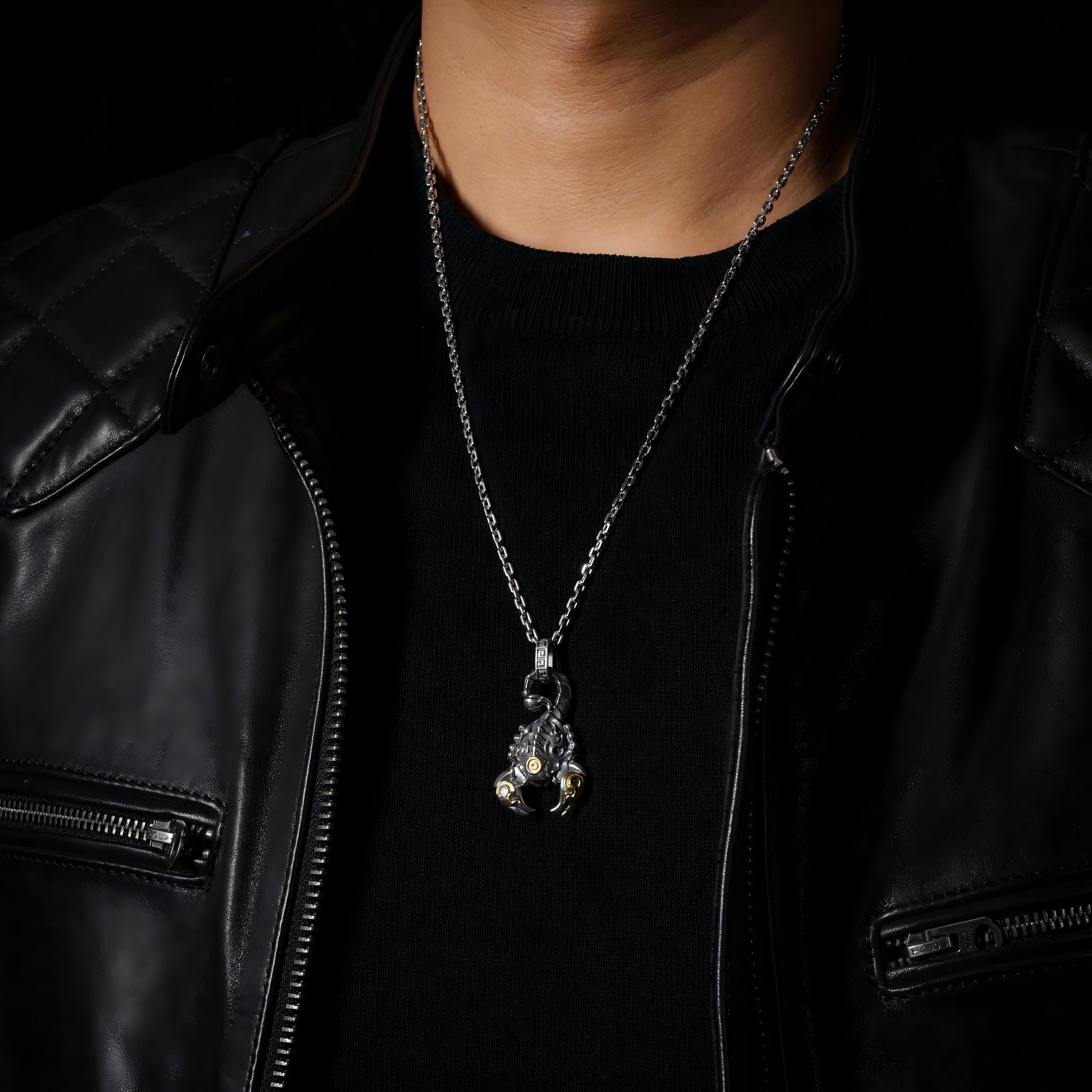 AURA DEER Fire Scorpion Talisman Necklace S925 Sterling Silver Protector Pendant