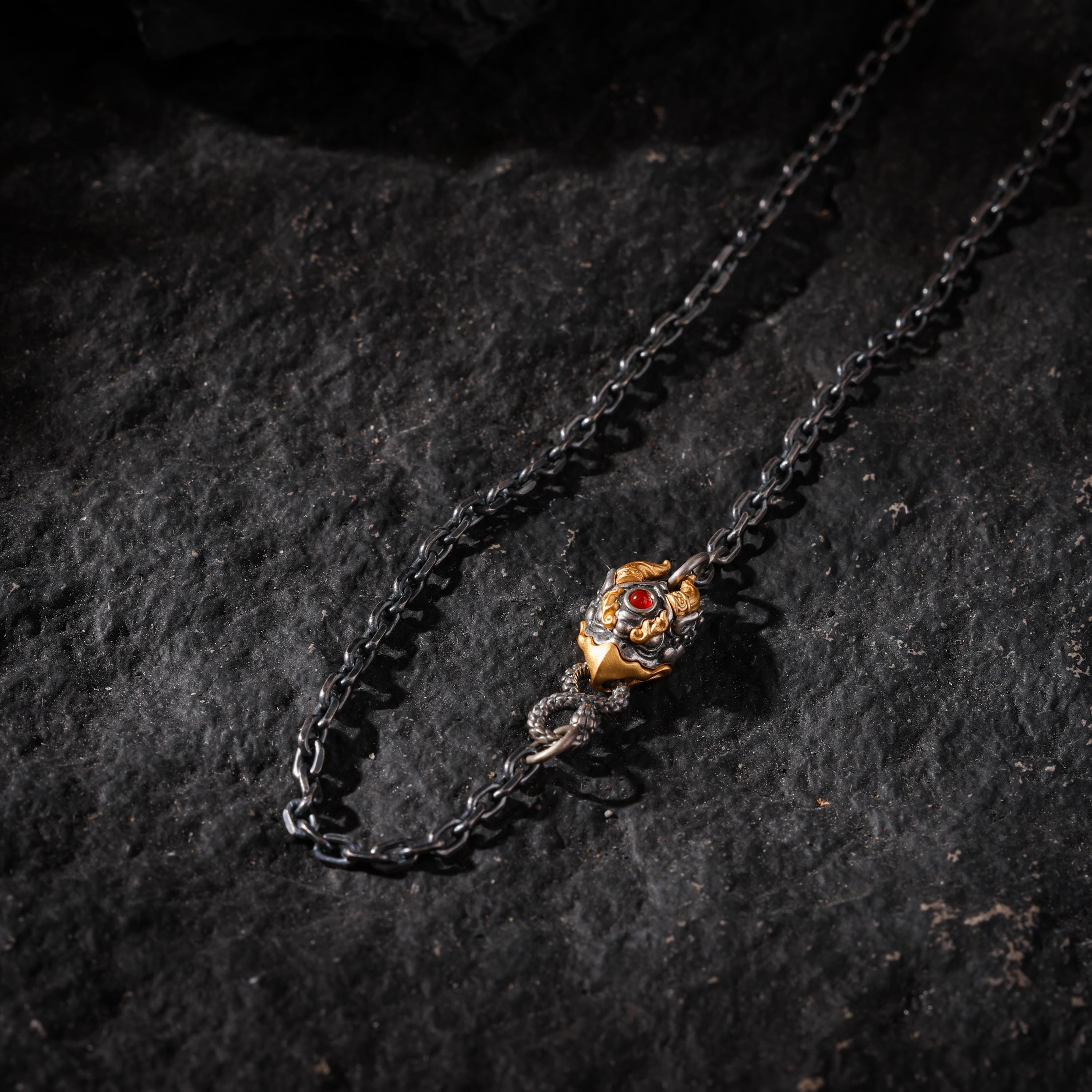 AURA DEER Garuda Bird Chain Necklace S925 Sterling Silver with 24K Gold-Plated Accents